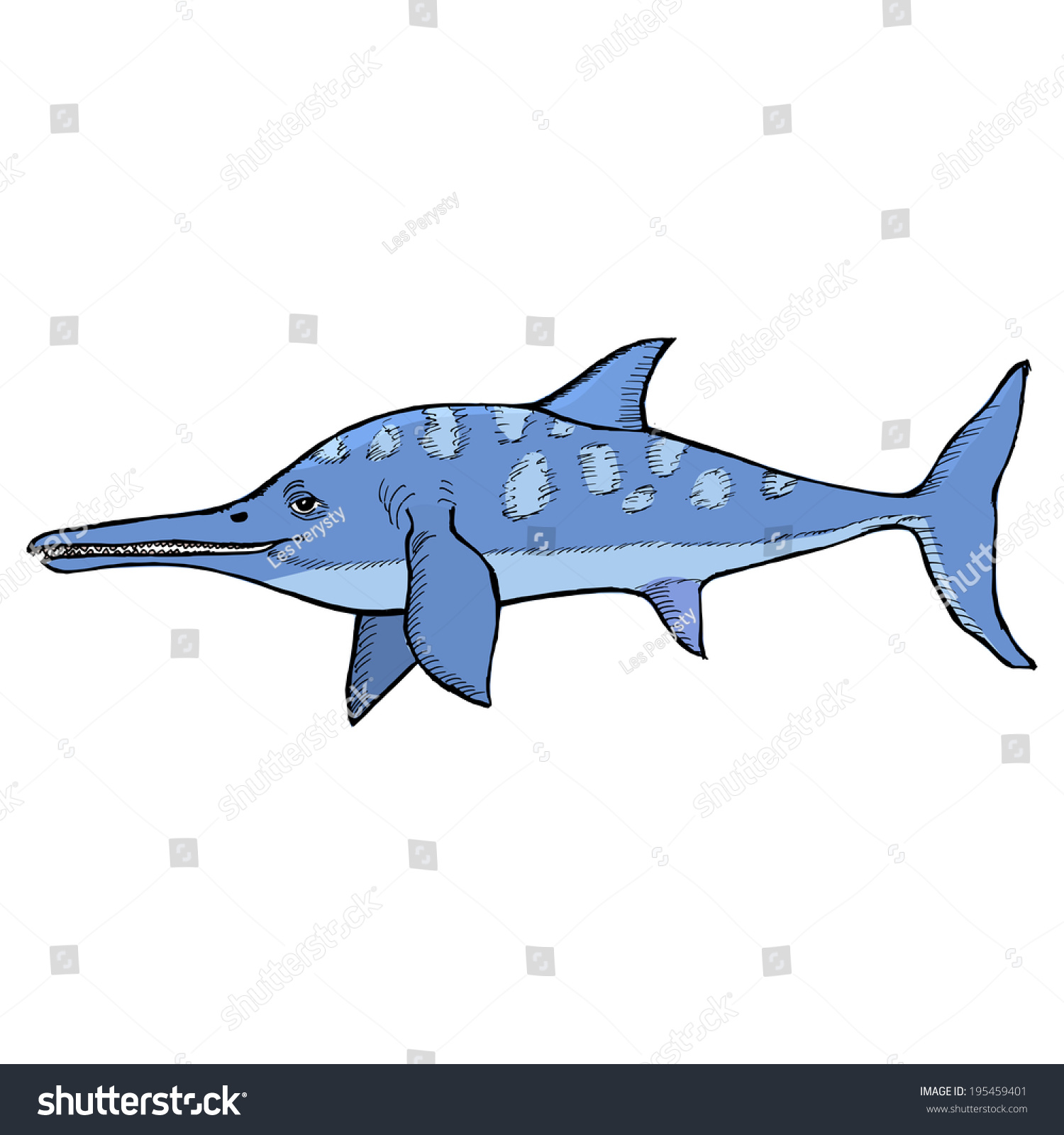 Hand Drawn Sketch Illustration Ichthyosaurus Stock Illustration 