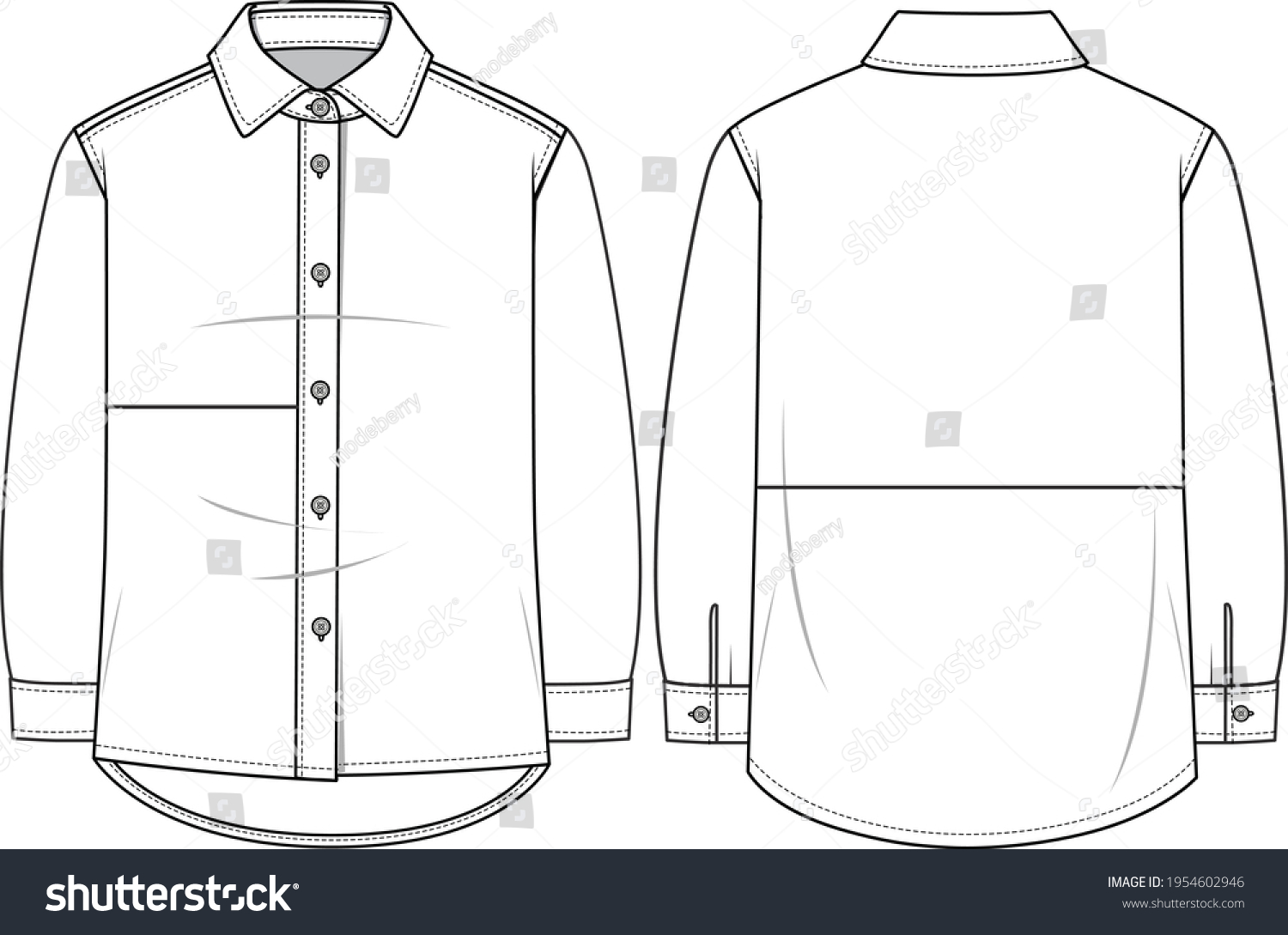 Womens Shirt Shirt Technical Fashion Illustration Stock Vector (Royalty ...