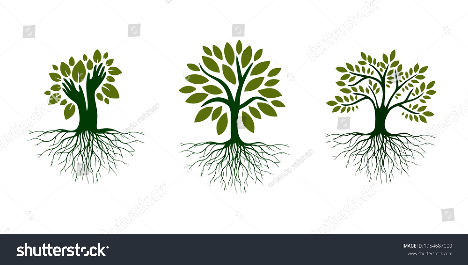 Green Tree Life Roots Vector Illustration Stock Vector (Royalty Free ...