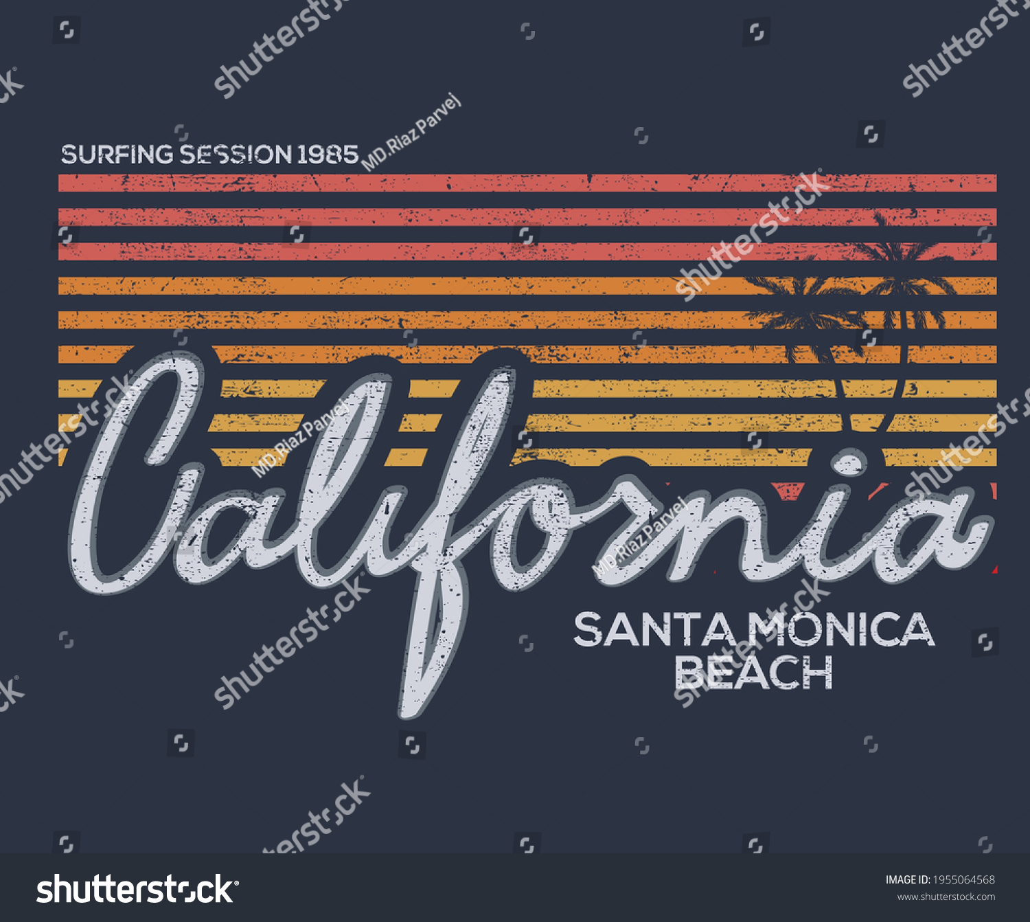 Summer Line Retro Design California Beach Stock Vector (Royalty Free ...