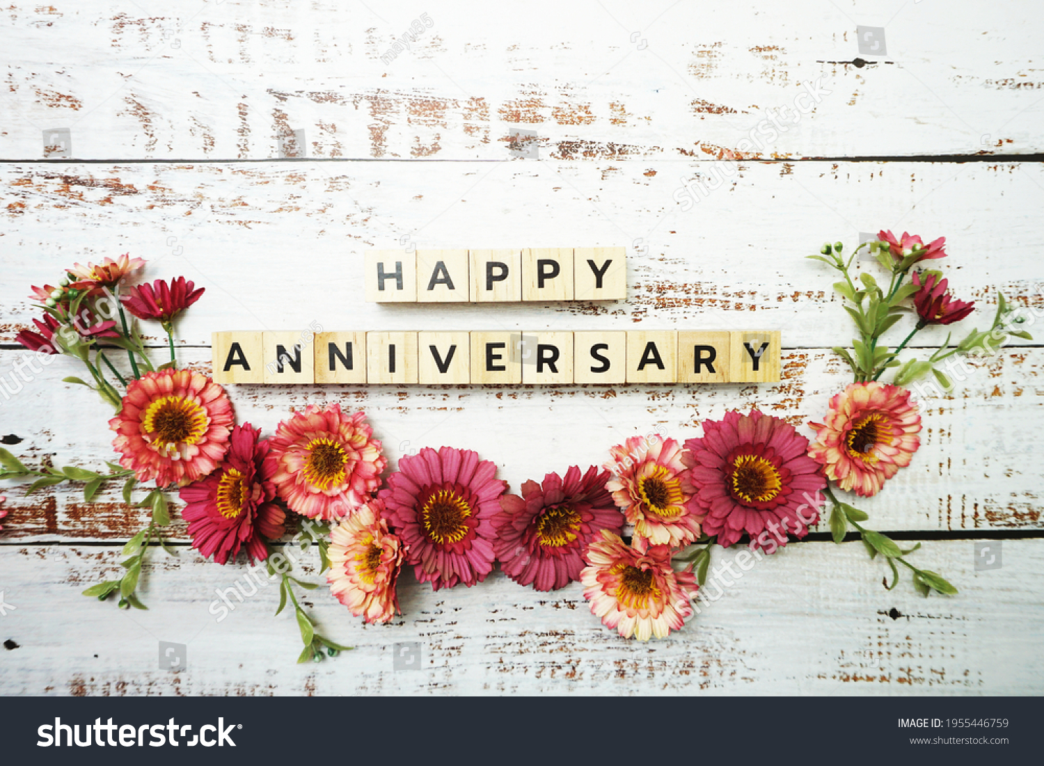 Happy Anniversary Alphabet Letter Flower Decor Stock Photo 1955446759 ...