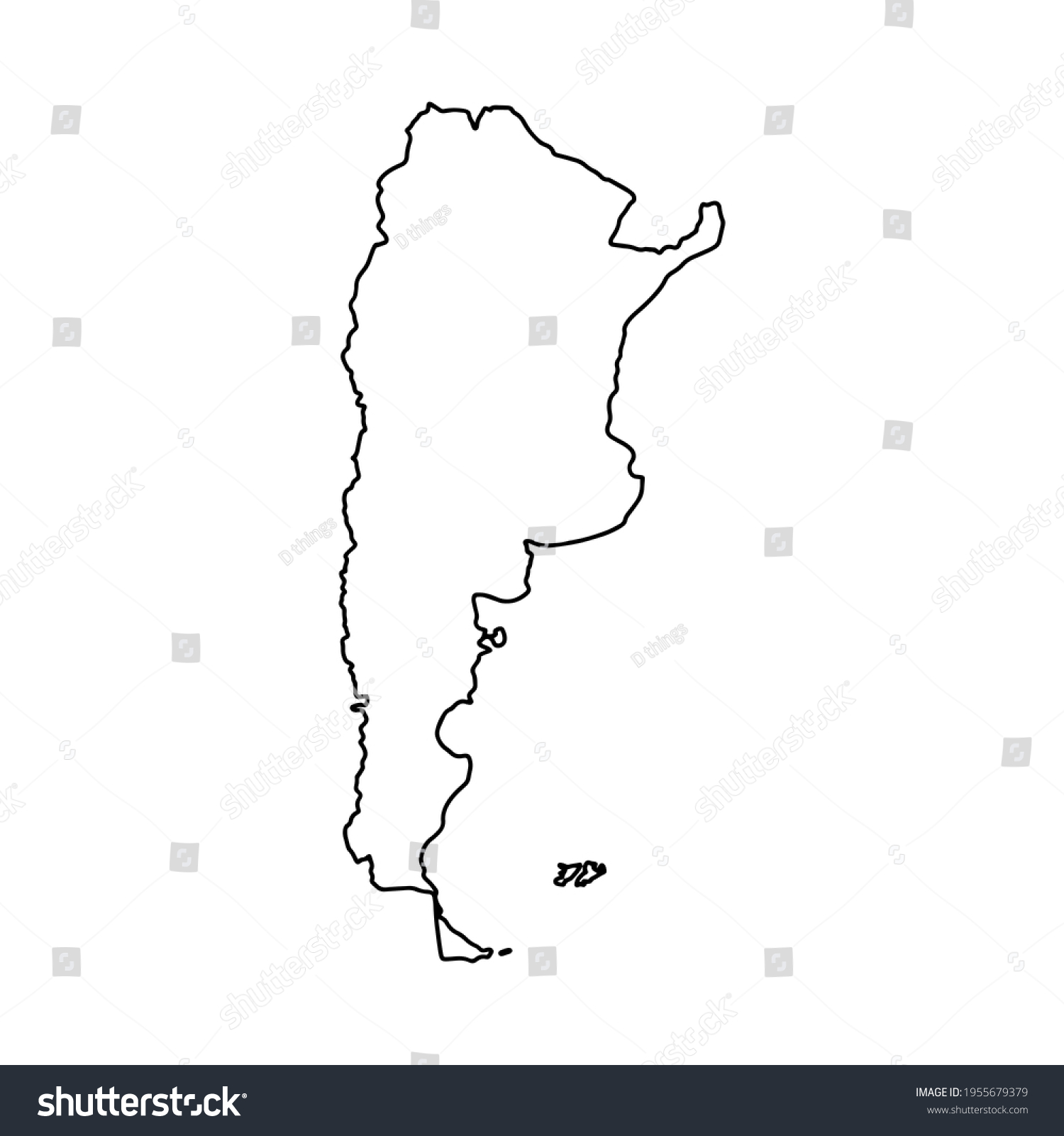 Outline Map Argentina White Background Vector Stock Vector (Royalty ...