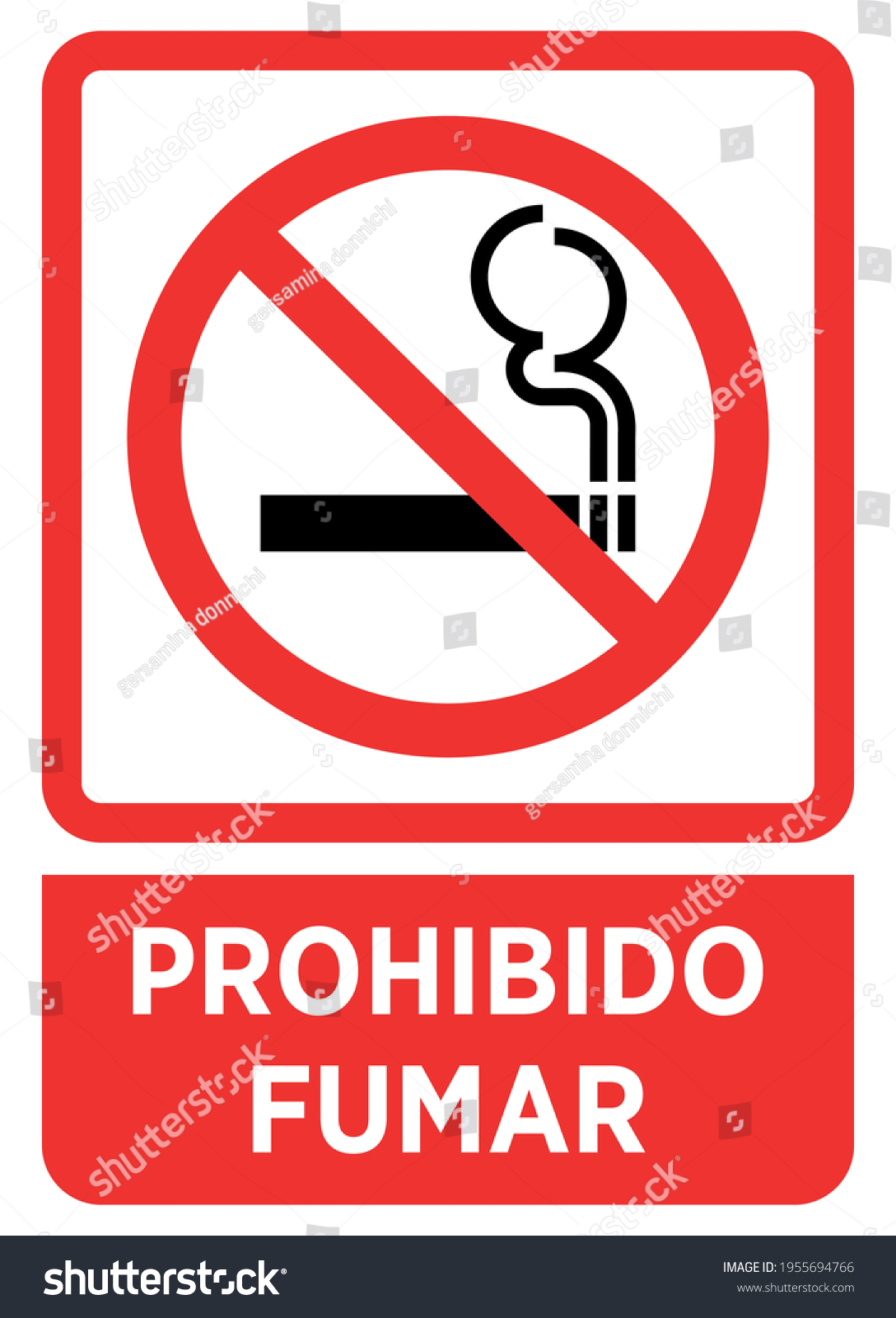 Sign Prohibido Fumar Means No Smoking เวกเตอร์สต็อก (ปลอดค่าลิขสิทธิ์