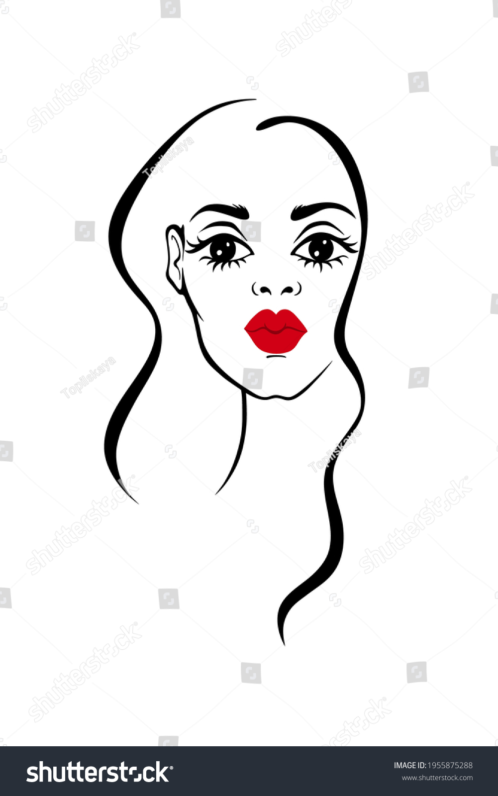 Vector Logo Woman Face Black White Stock Vector (Royalty Free ...