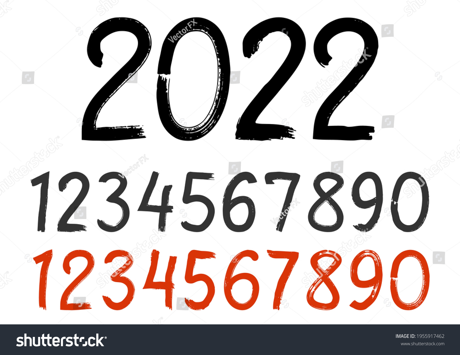 handwritten-numbers-vector-grunge-symbols-two-stock-vector-royalty