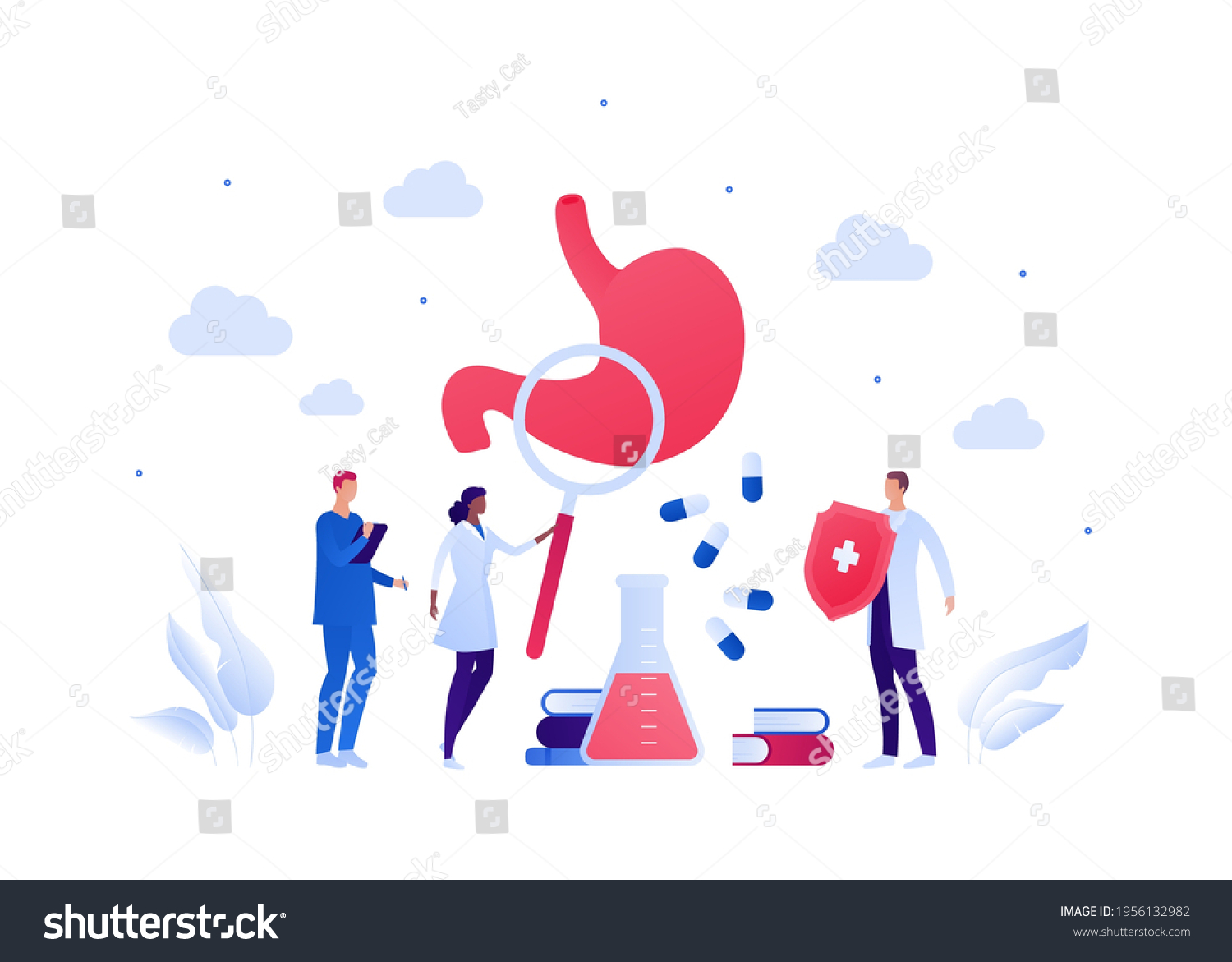 Stomach Check Gastrology Concept Vector Flat Stock Vector Royalty Free 1956132982 Shutterstock 