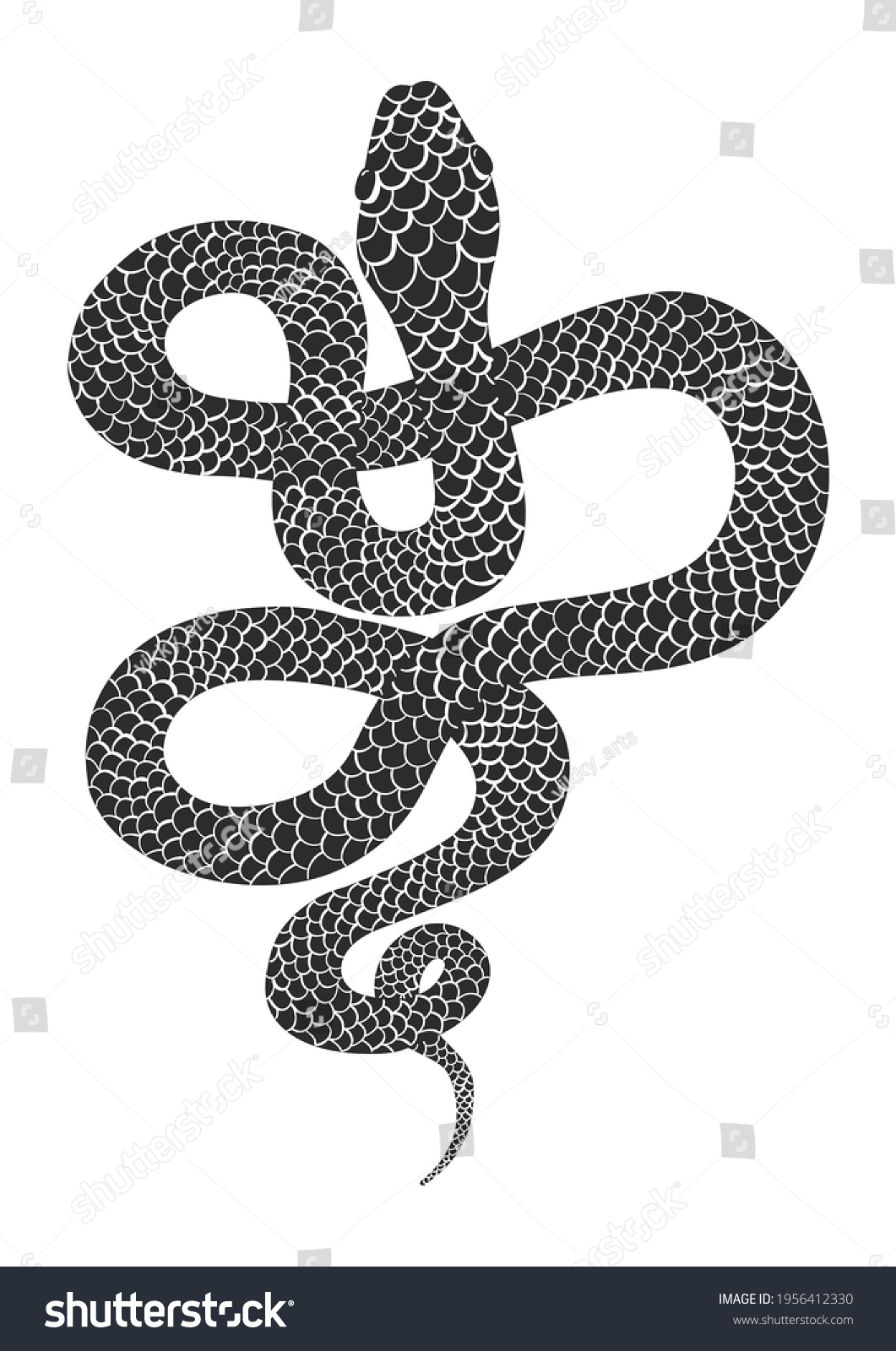 Black Hand Drawn Snake Silhouette On Stock Vector (Royalty Free ...