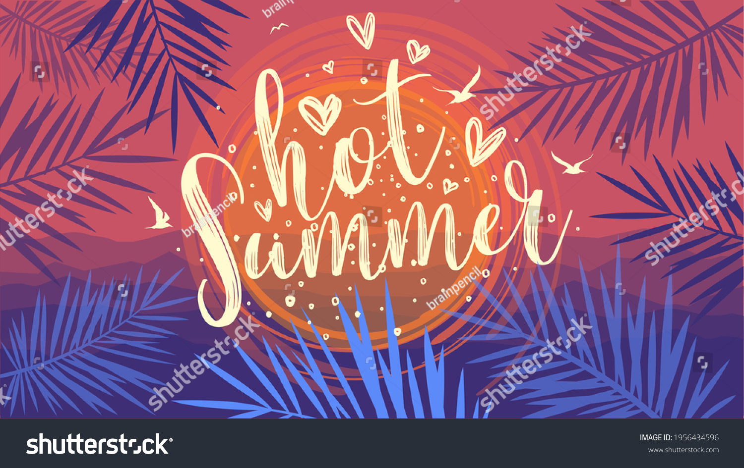 Hot Summer Banner Trendy Texture Season Stock Vector (Royalty Free ...