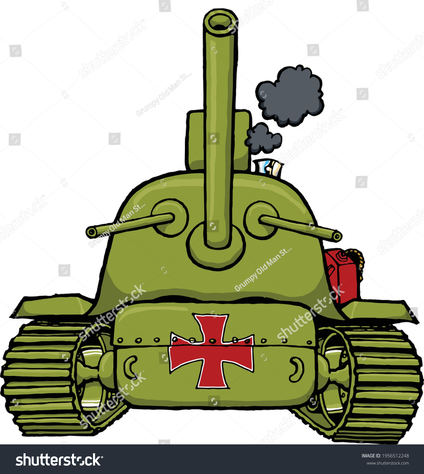 This Cartoon Tank Poised Attack Stock Vector (Royalty Free) 1956512248 ...