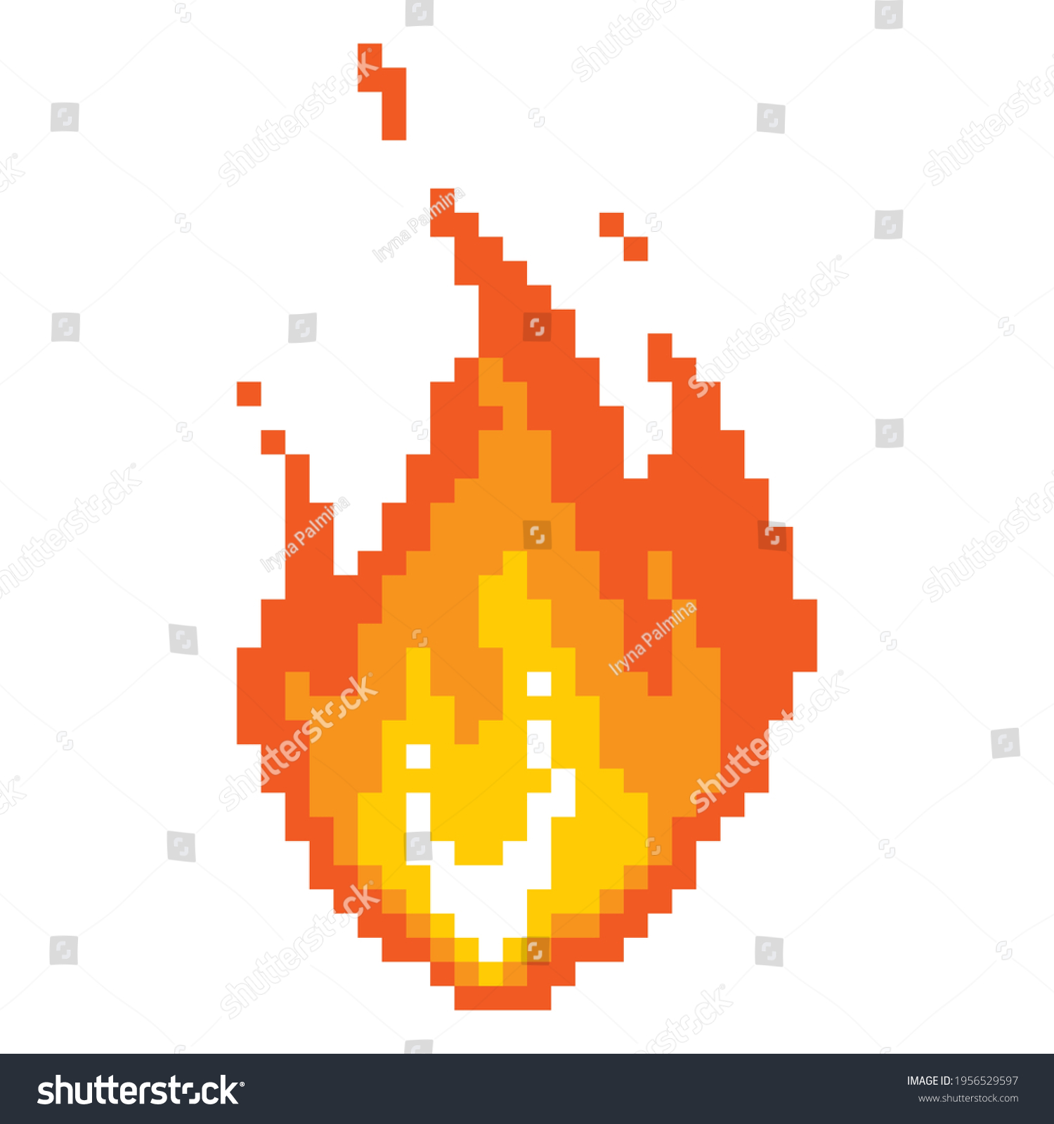 Falling Fireball Pixel Icon Burning Fire Stock Vector (Royalty Free ...