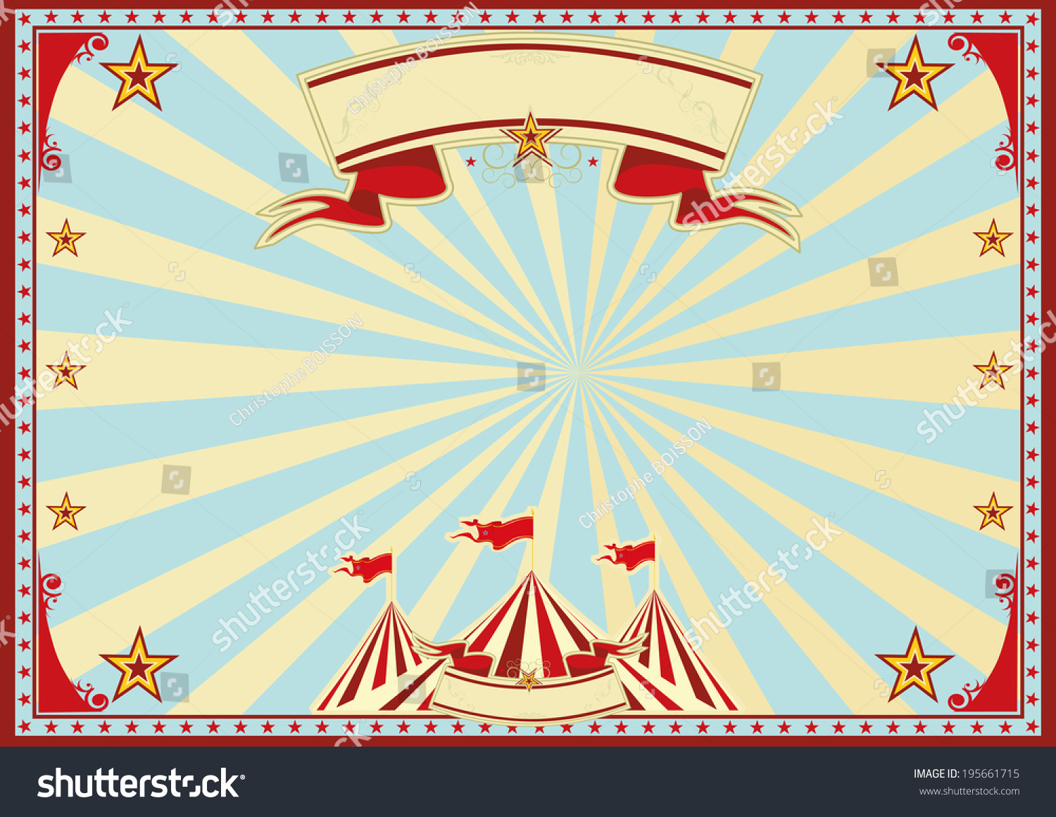 Horizontal Blue Sunbeams Circus Horizontal Circus Stock Vector (Royalty ...