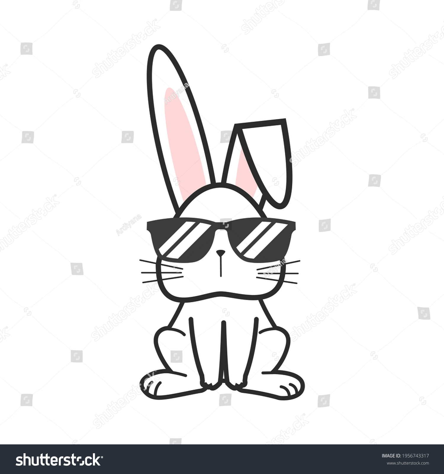 Doodle Illustration Rabbit Wearing Glasses Vector Stock Vector Royalty Free 1956743317 