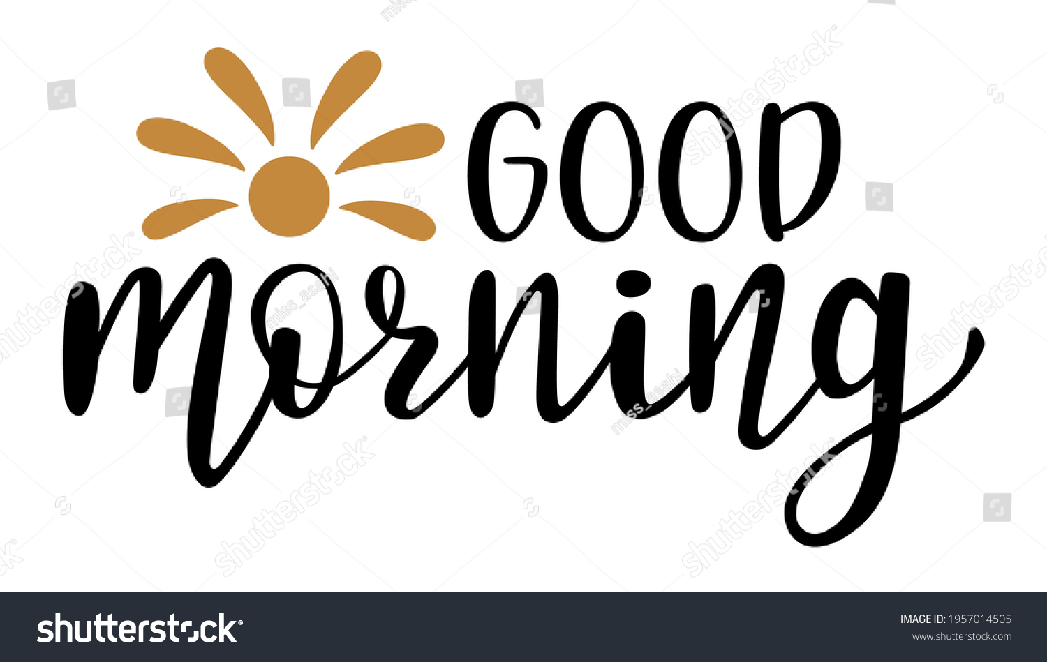 Good Morning Hand Drawn Lettering Logo Stock Vector (Royalty Free ...