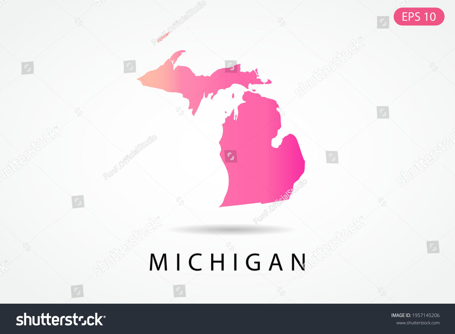 Michigan Map Usa United States America Stock Vector Royalty Free Stock Vector Michigan Map Usa United States Of America Map World Map International Vector Template With Pink 1957145206