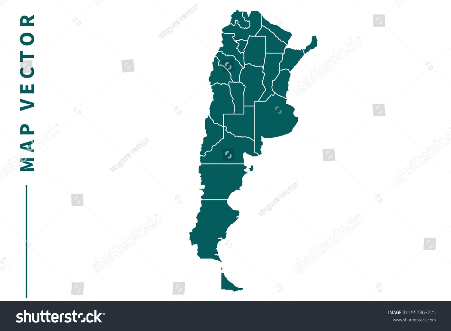 Argentina Map Vector Green Color On Stock Vector (Royalty Free ...