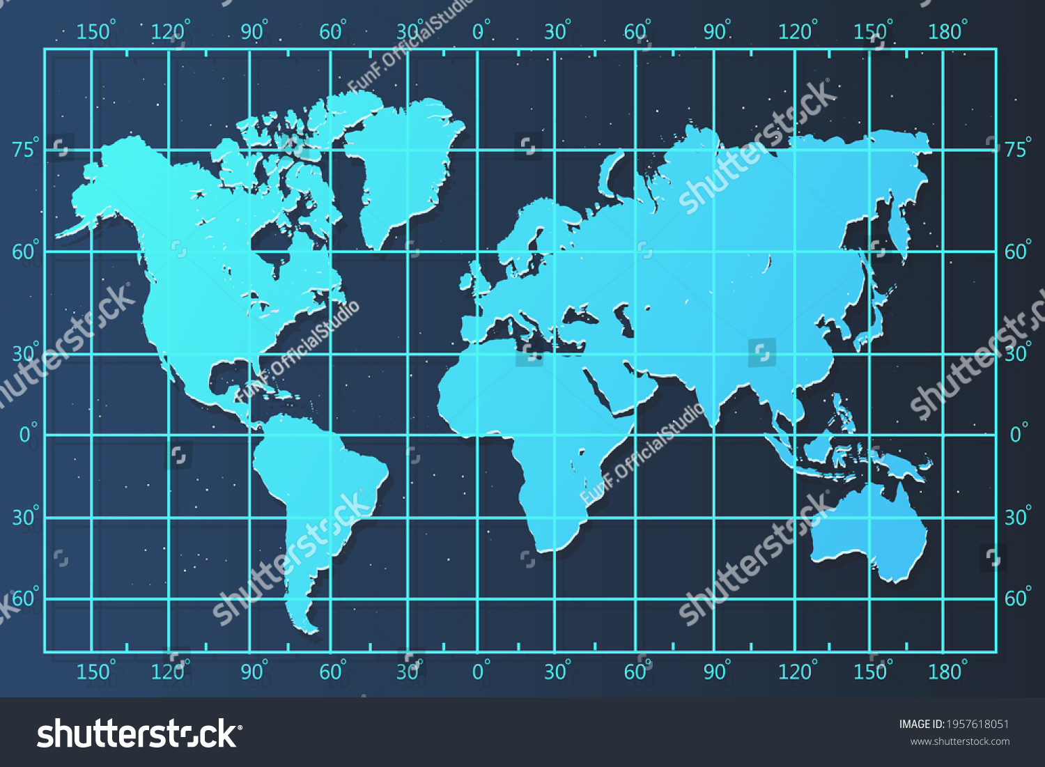 Stock Vector World Map World Latitude And Longitude Map Vector Template With Blue Color For Education Web 1957618051 