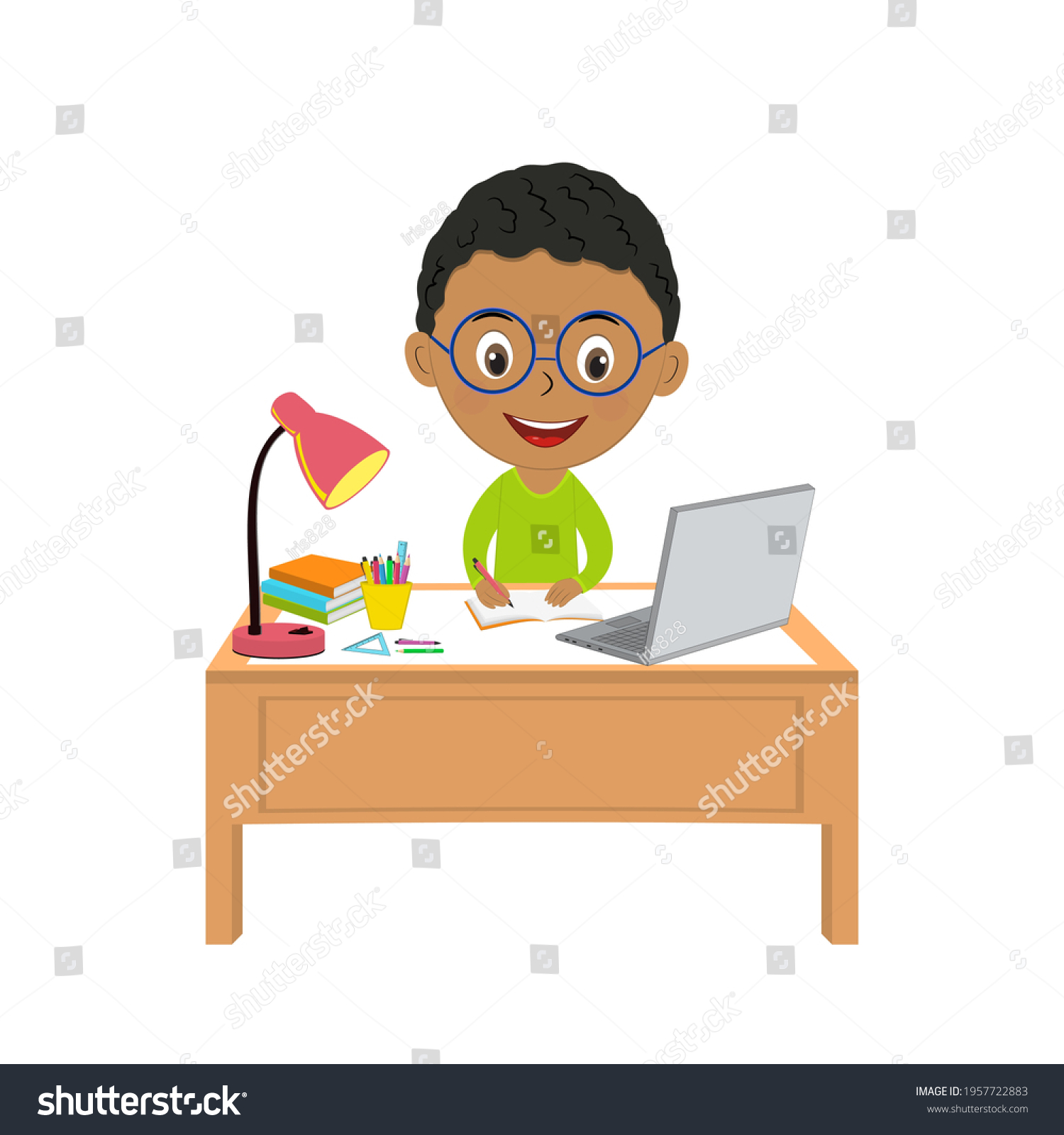 Cute Cartoon Boy Using Computerillustrationvector Stock Vector Royalty Free 1957722883 Cute Cartoon Boy Using Computerillustrationvector Stock Vector Royalty Free 1957722883