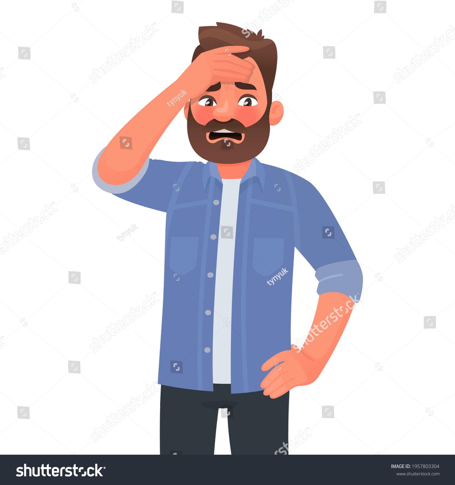 Panic Man Expresses Emotions Anxiety Shock Stock Vector (Royalty Free ...