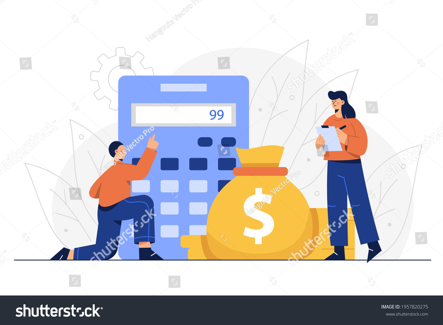 Finance Department Employees Calculating Expenses Companys Stock Vector ...