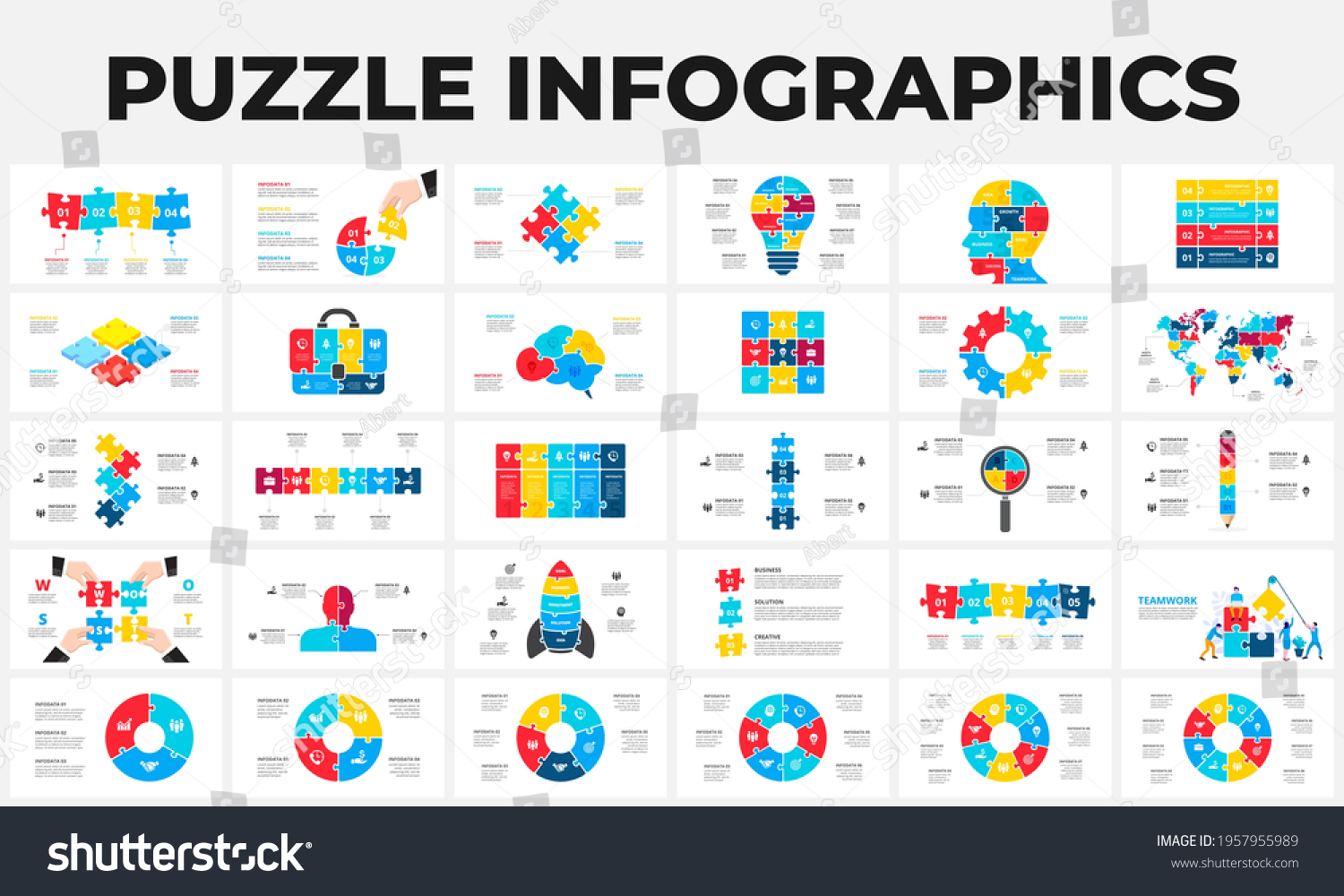 Puzzle Infographic Set Bundle Templates Data Stock Vector (Royalty Free ...