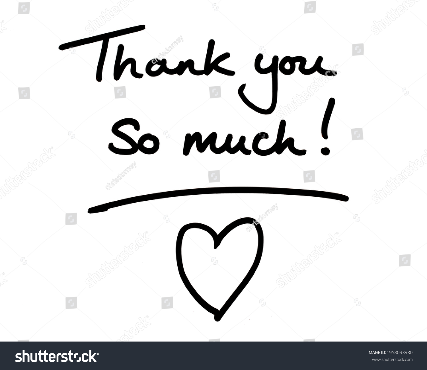 Thank You Much Handwritten On White Stock Illustration 1958093980 ...