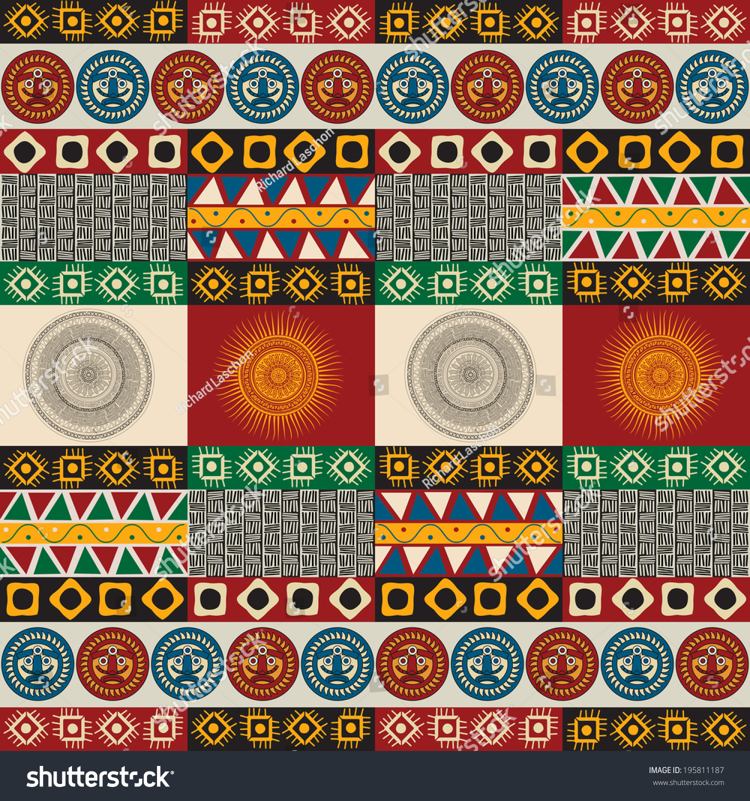 Цветные орнаменты ацтеков Майя инков