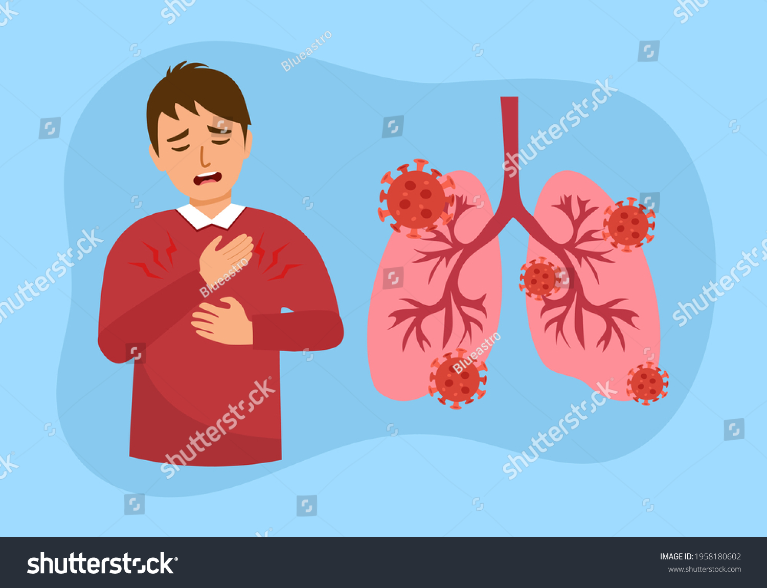 Sick Man Has Chest Pain Symptom Stock Vector (Royalty Free) 1958180602 ...