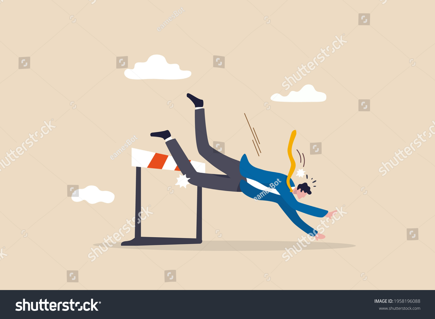 Business Failure Mistake Cannot Overcome Difficulty Stock Vector ...