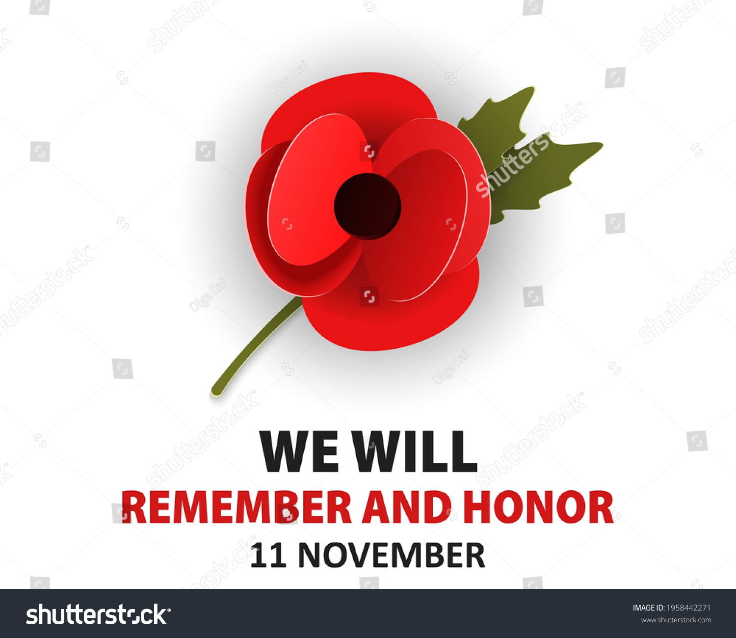 Remembrance Poppy Appeal Paper Cut Style Stock Vector (Royalty Free ...