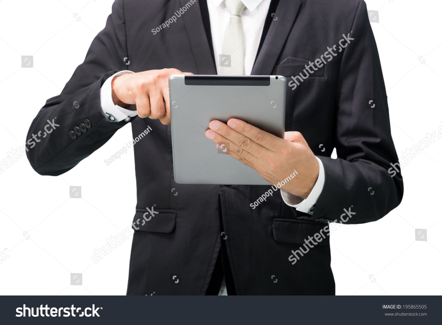 Businessman Standing Posture Hand Holding Blank Stock Photo 195865505 ...