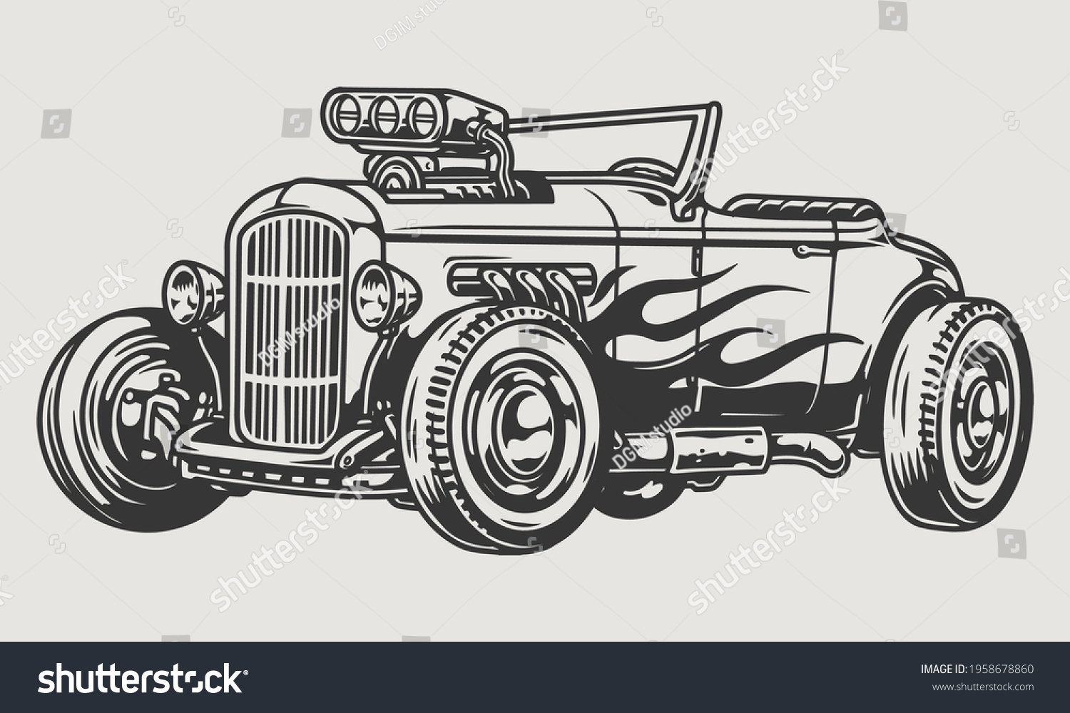 Retro Hot Rod Flame Decal Vintage Stock Vector (Royalty Free ...