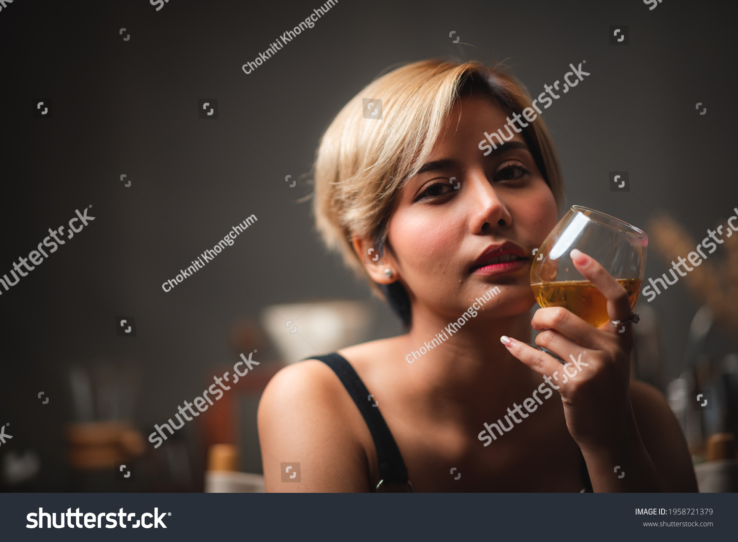 Sexy Asian Woman Person Holding Glass库存照片1958721379 Shutterstock