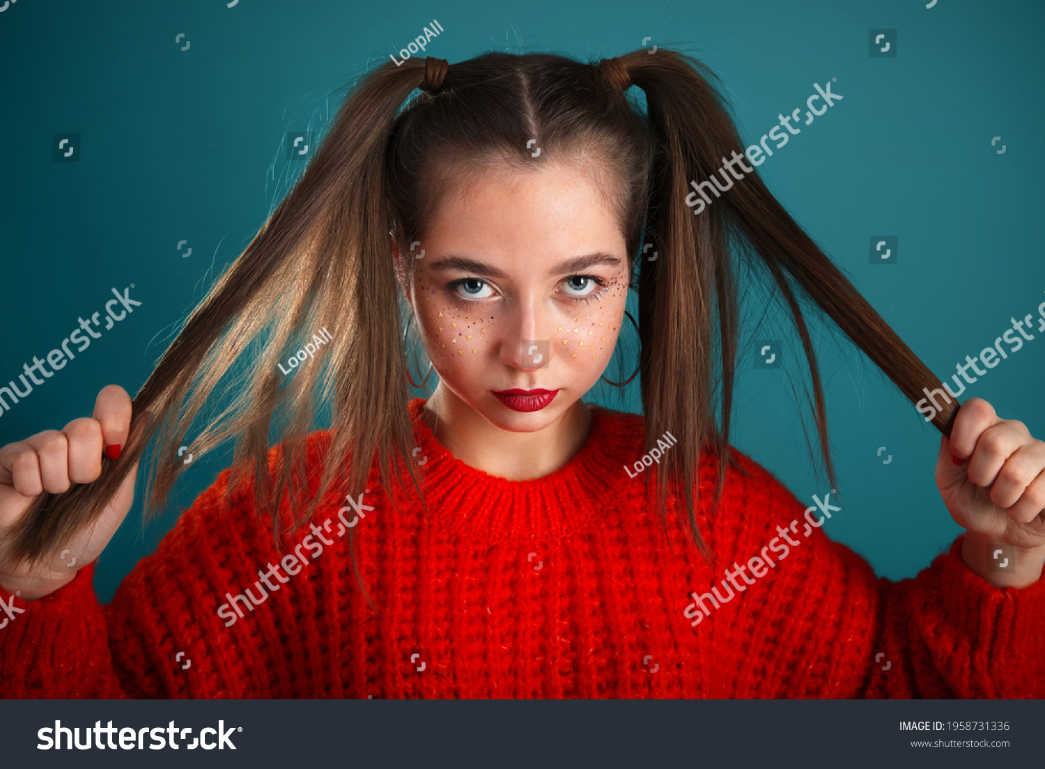 Angry Teenager Girl Face Portrait Long Stock Photo 1958731336 ...