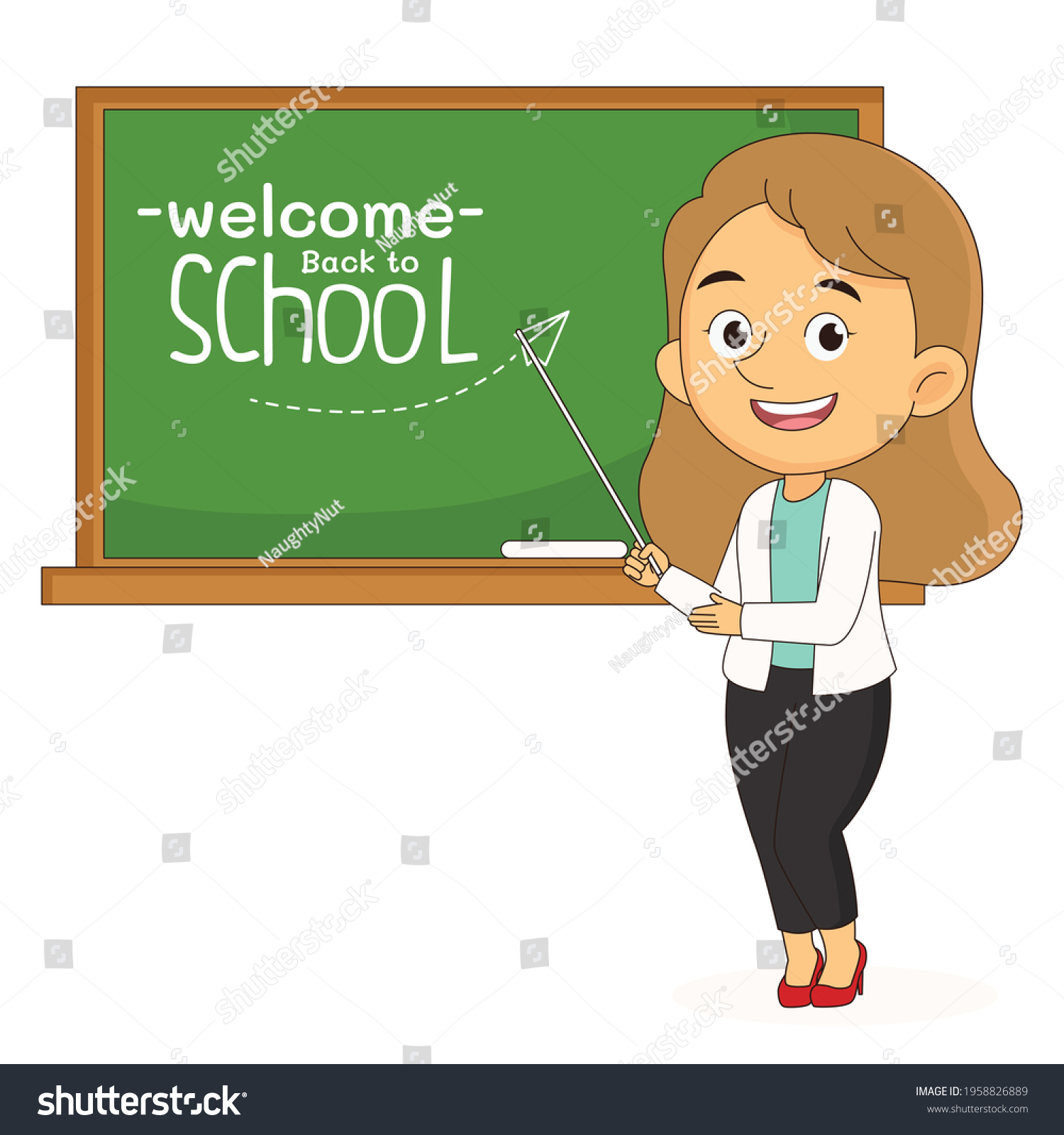 Cartoon Back School Teacher Background Stock Vector (Royalty Free ...