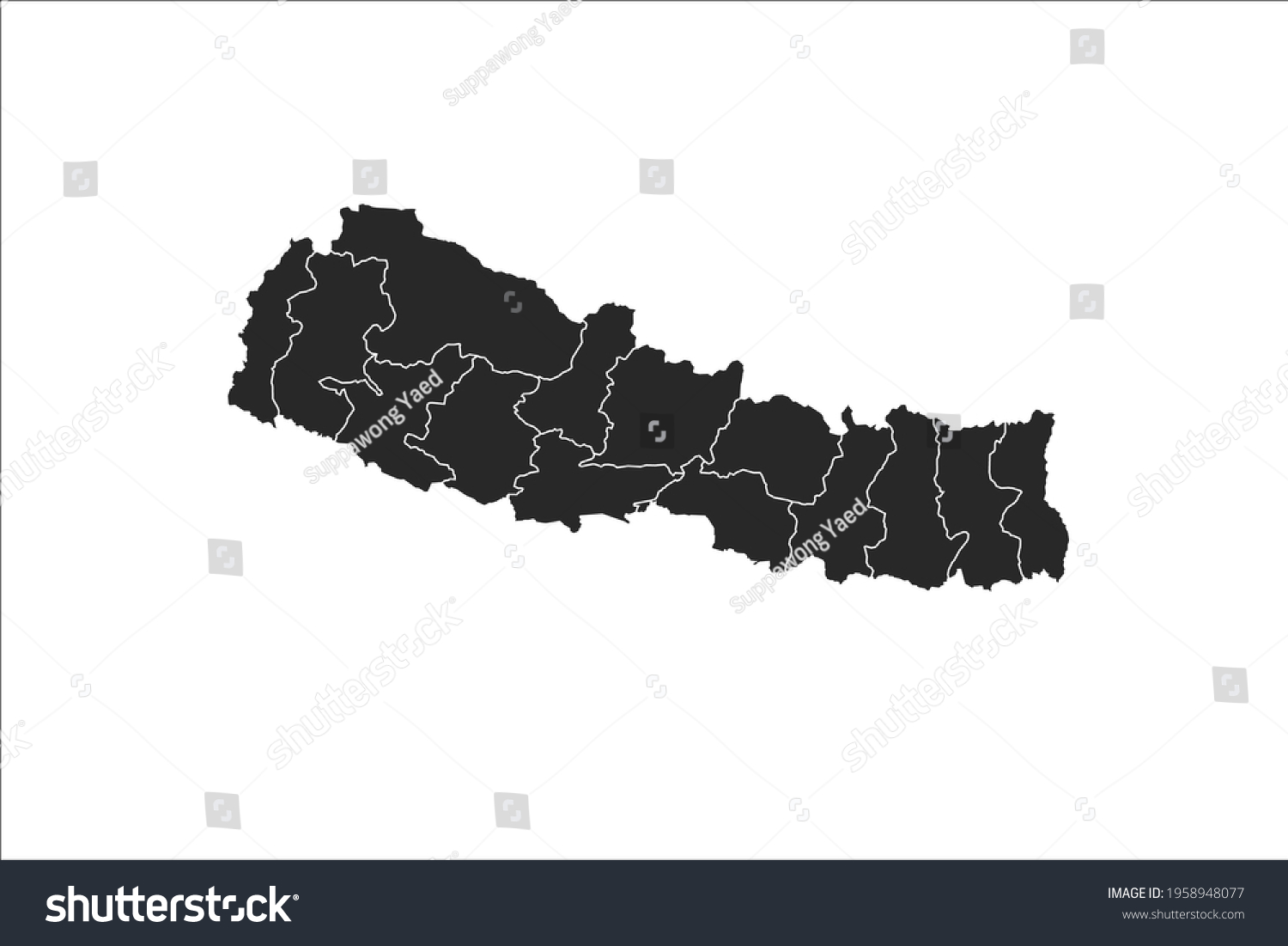 Nepal Map Black Color On White Stock Vector (Royalty Free) 1958948077 ...