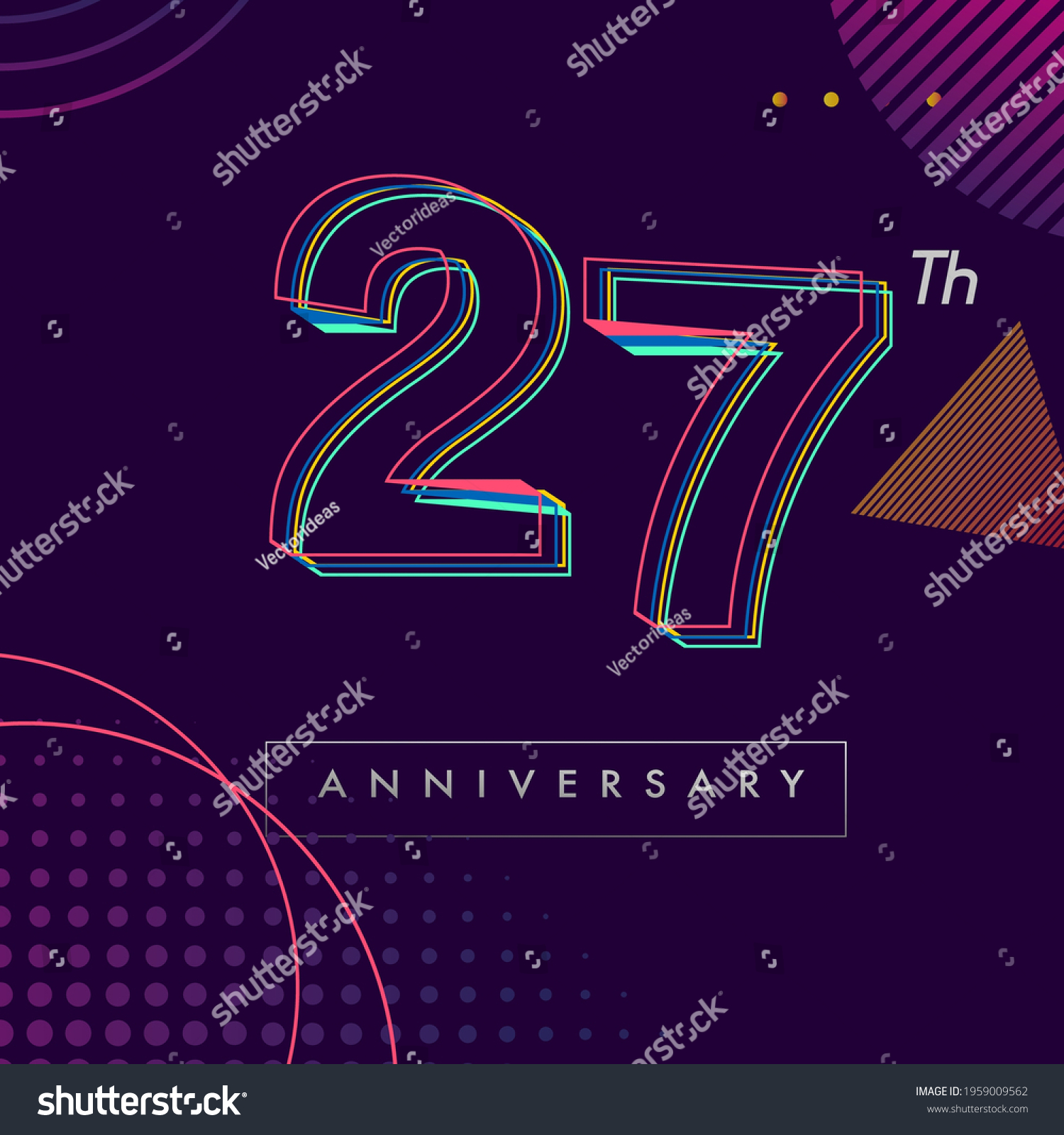 27 Years Anniversary Logo Vector Design Stock Vector (Royalty Free ...