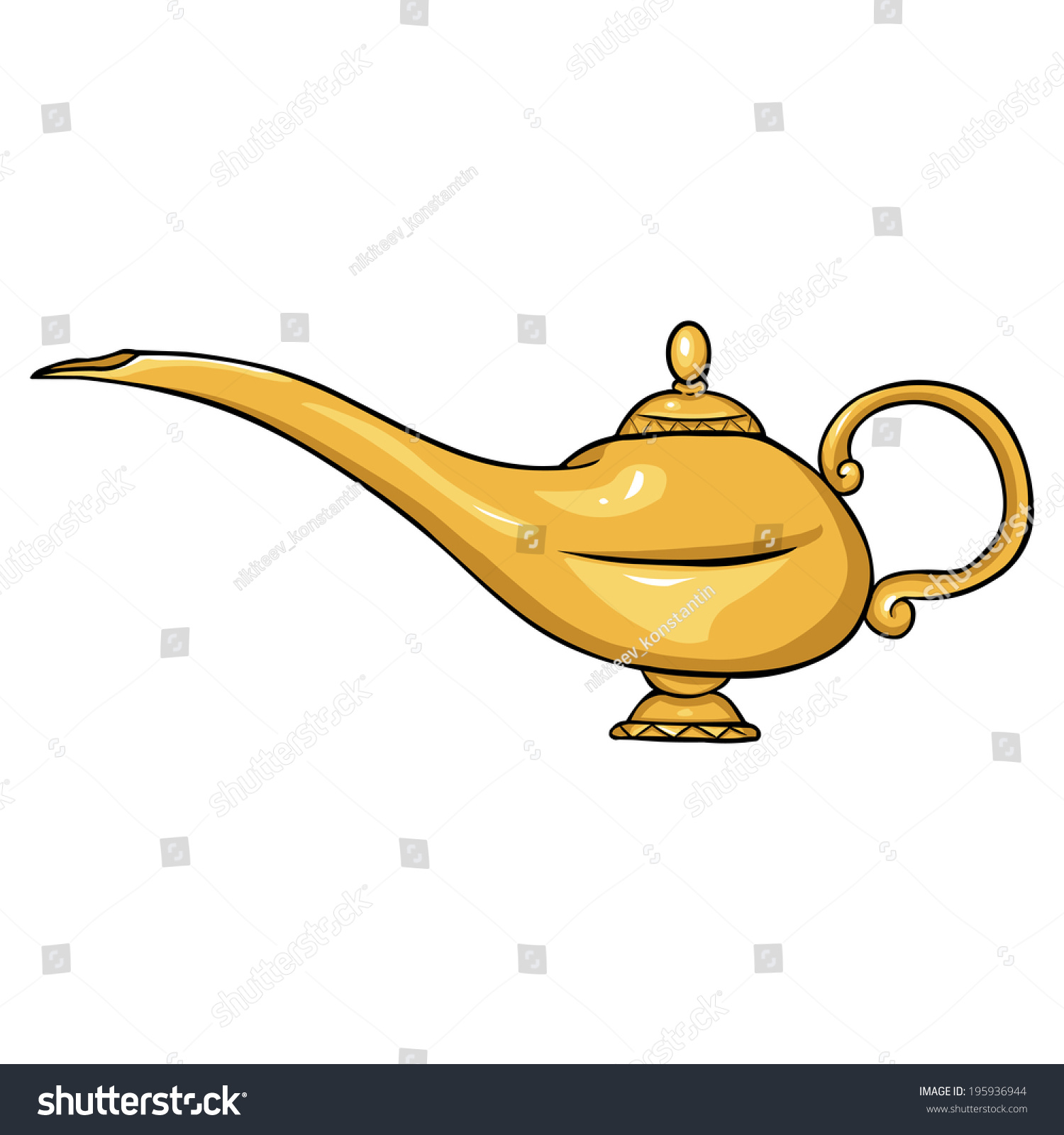 Vector Cartoon Magic Genies Lamp Stock Vector Royalty Free 195936944