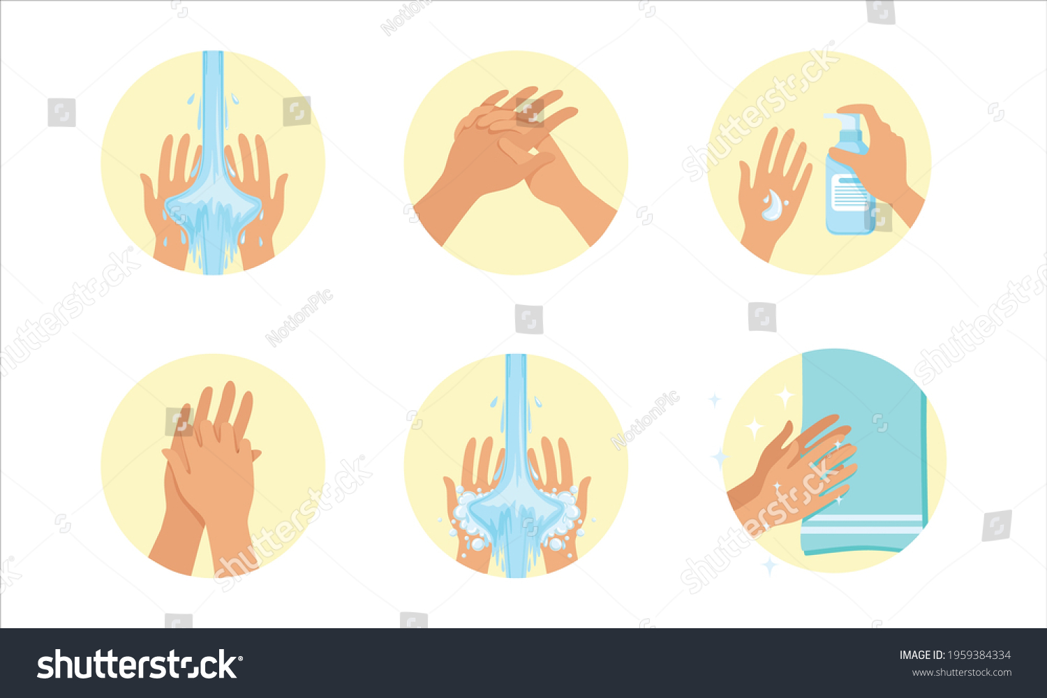 Washing Hands Instruction Set Personal Hygiene Stock Vector (Royalty ...