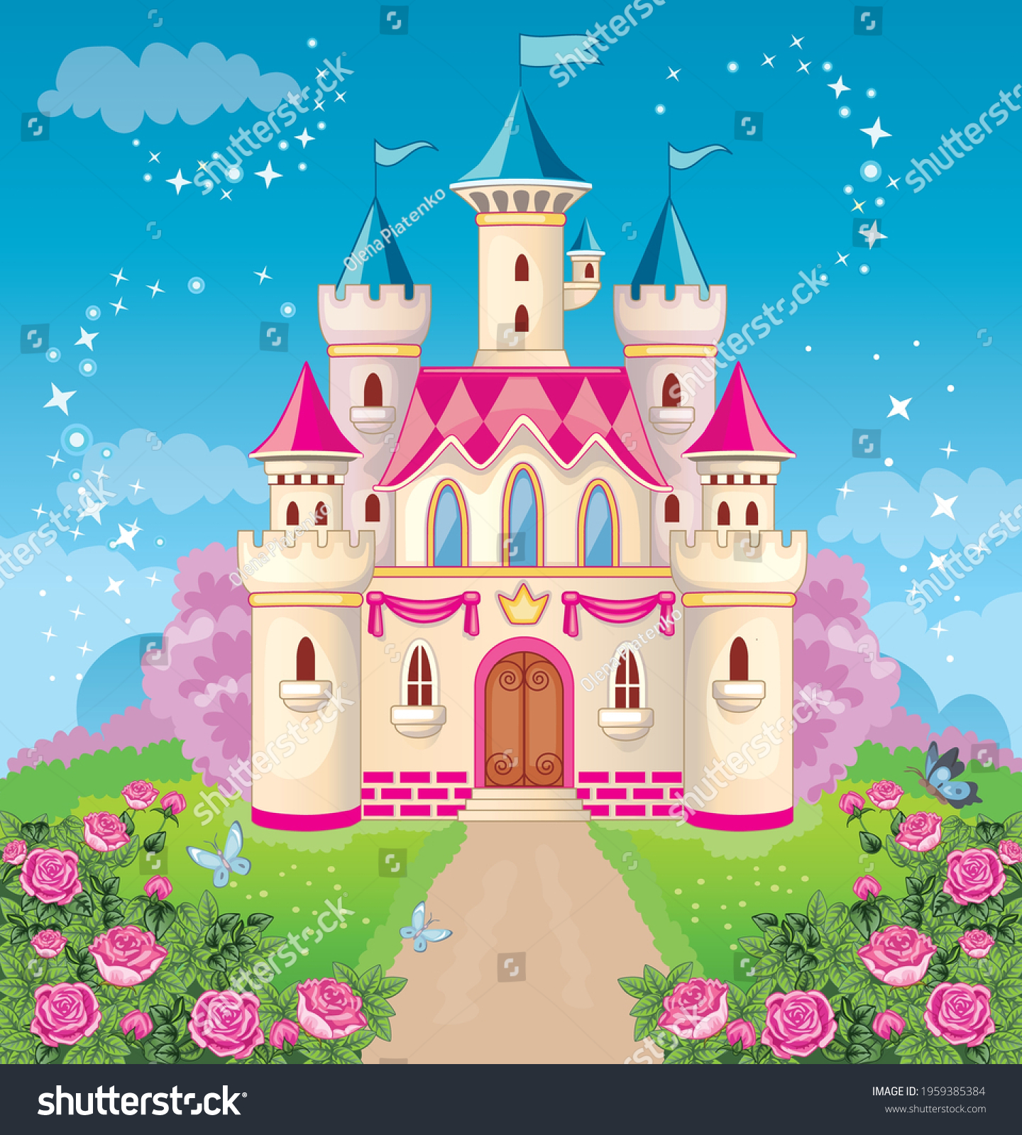 Fairy Tale Castle Princess Magic Kingdom Vector De Stock Libre De