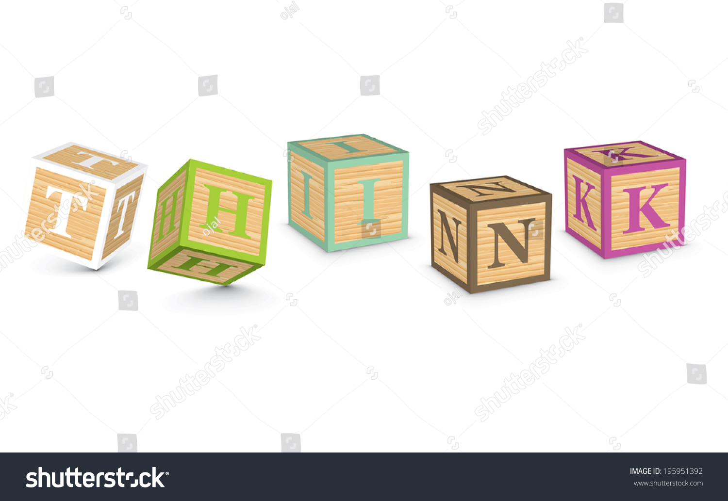 Think Written Alphabet Blocks Vector Illustration Stock Vector (Royalty ...