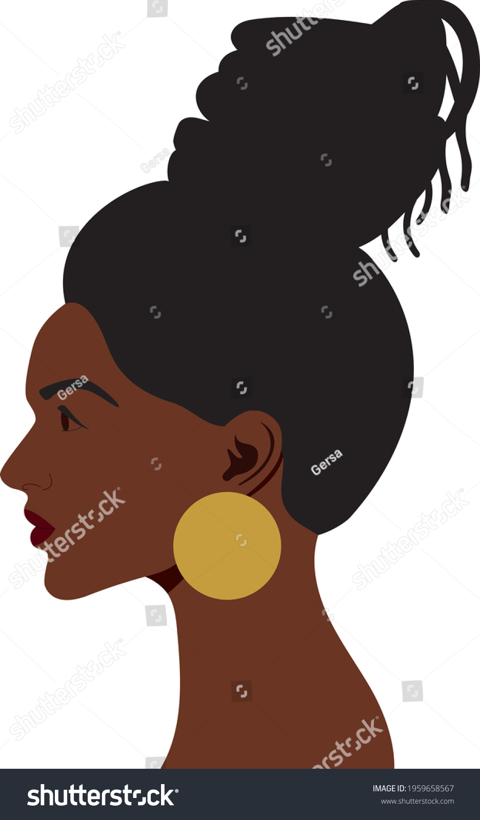 Black Woman Portrait Side View Stock Vector (royalty Free) 1959658567 