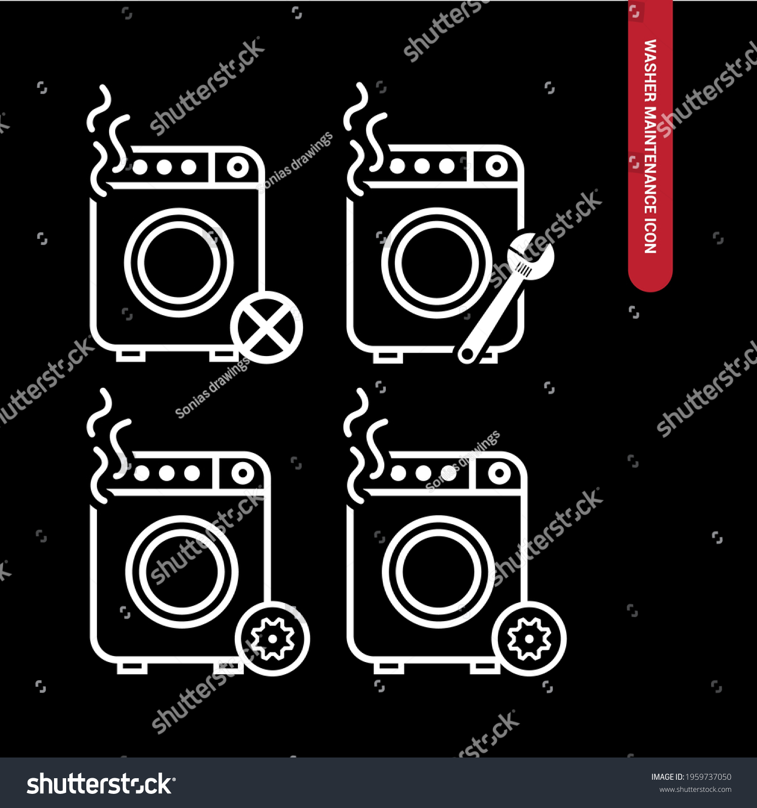 Vector Image Icon Broken Washing Machine Stock Vector Royalty Free 1959737050 Shutterstock