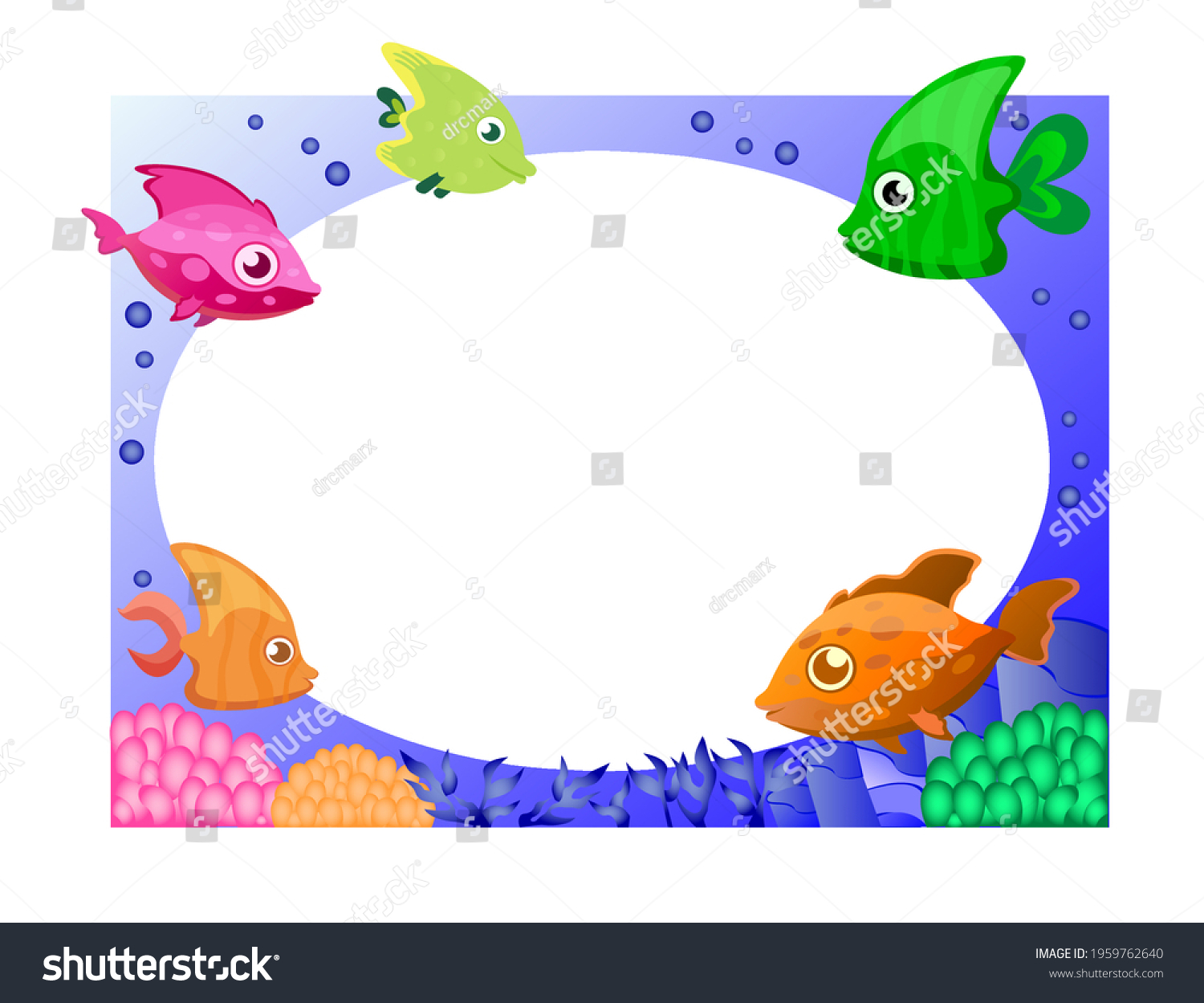 Flat Illustration Round Undersea Frame Tropical Stock Illustration ...