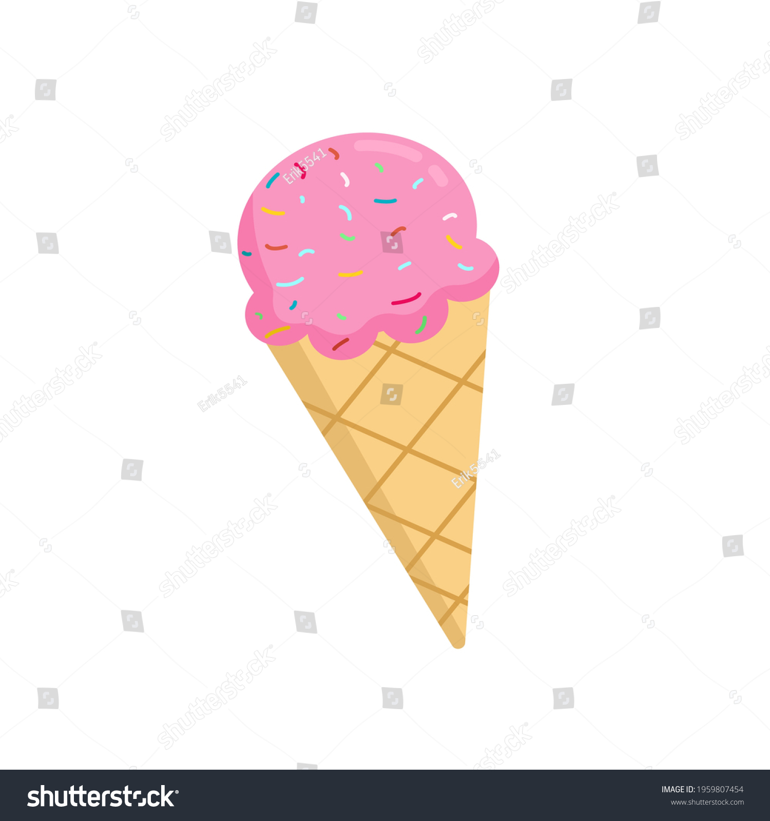 Pink Ice Cream Icon Illustration Isolated Stock Vector (Royalty Free ...