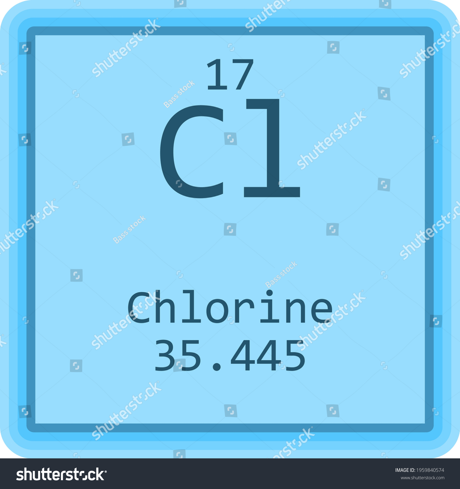 Cl Chlorine Halogen Chemical Element Periodic Stock Vector (Royalty ...