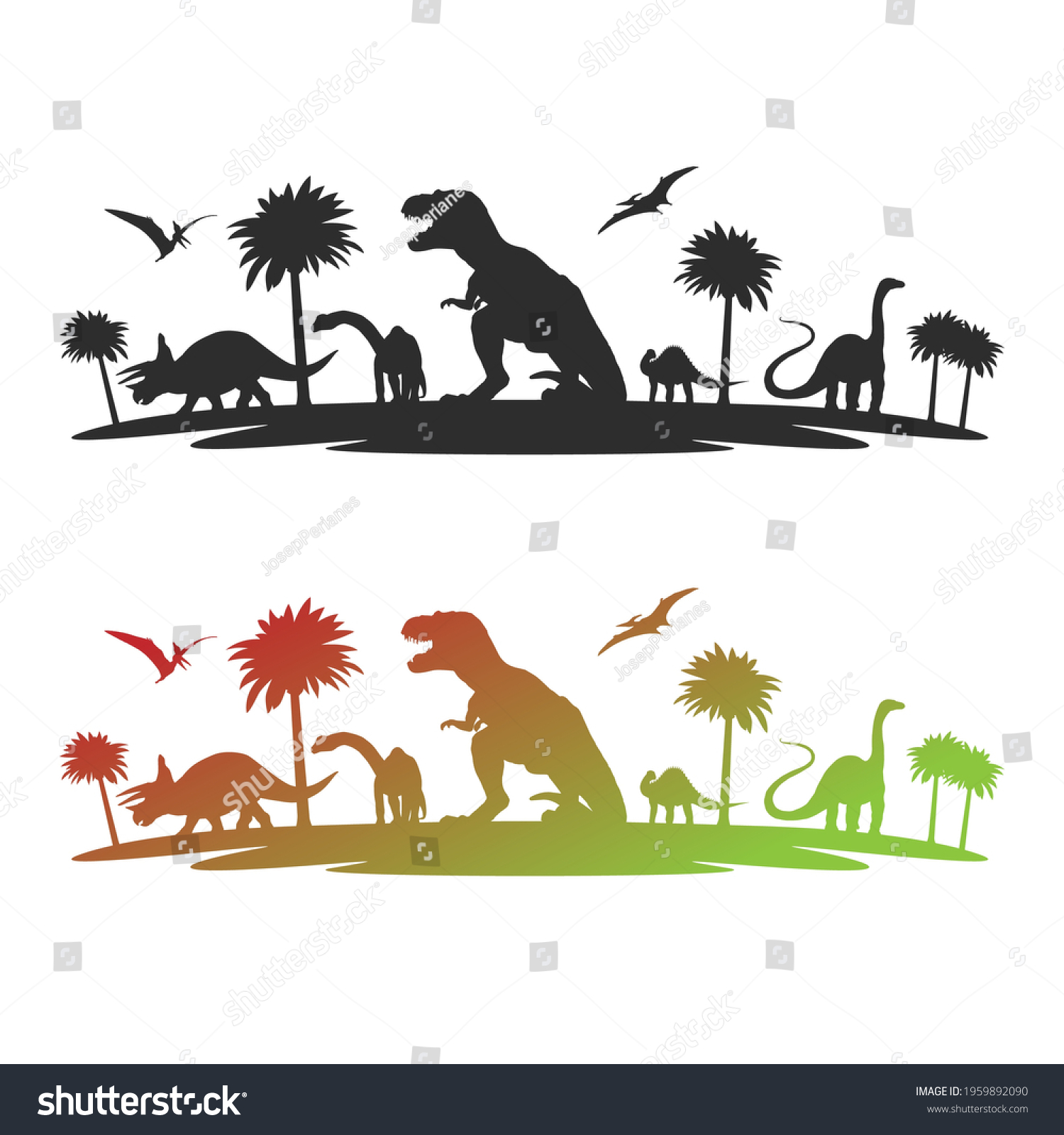 Dino Illustration Clip Art Design Scene Stock Vector (Royalty Free ...