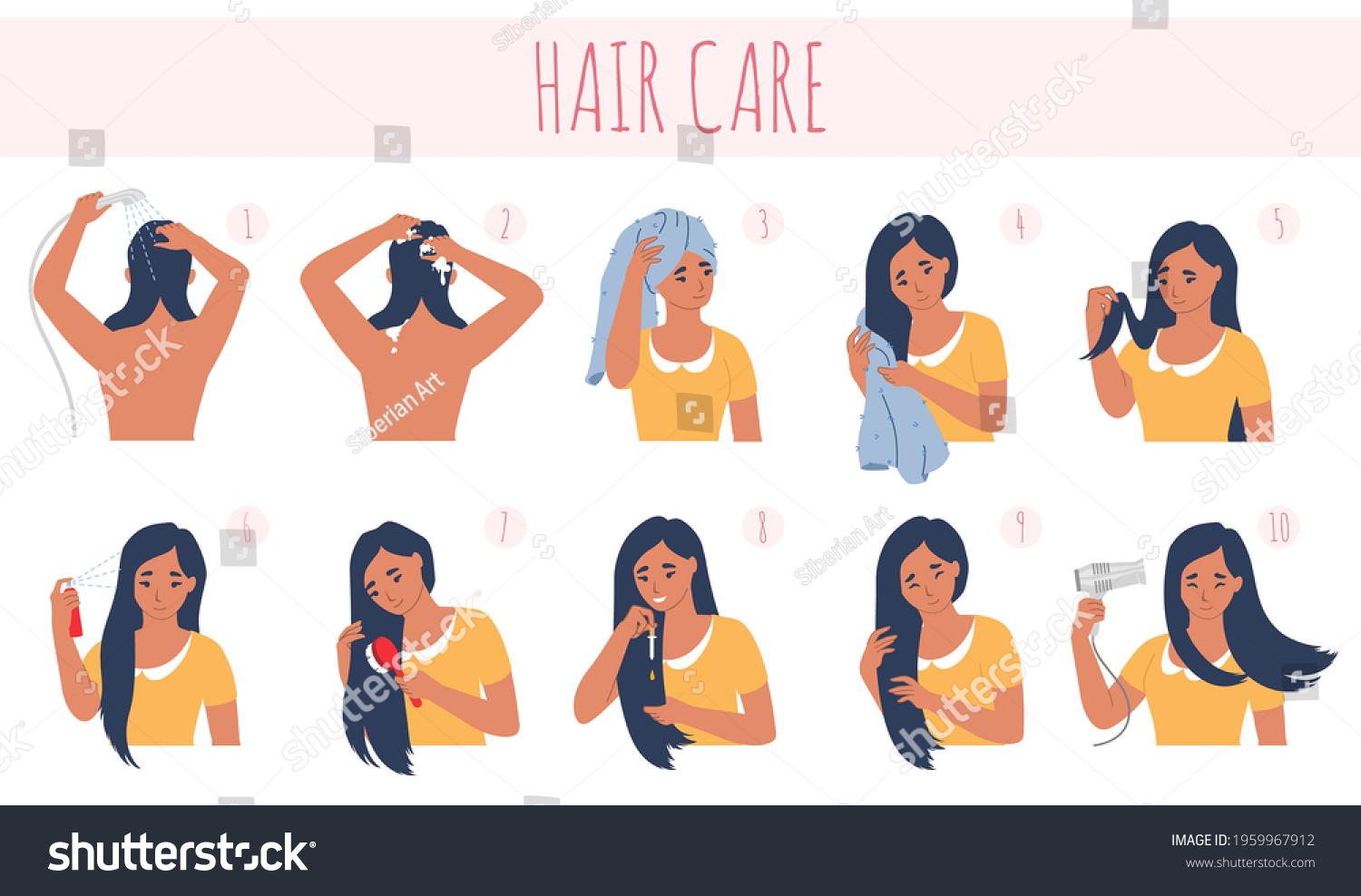 10 Step Hair Care Routine Flat Stock Vector Royalty Free 1959967912 10 Step Hair Care Routine Flat Stock Vector Royalty Free 1959967912