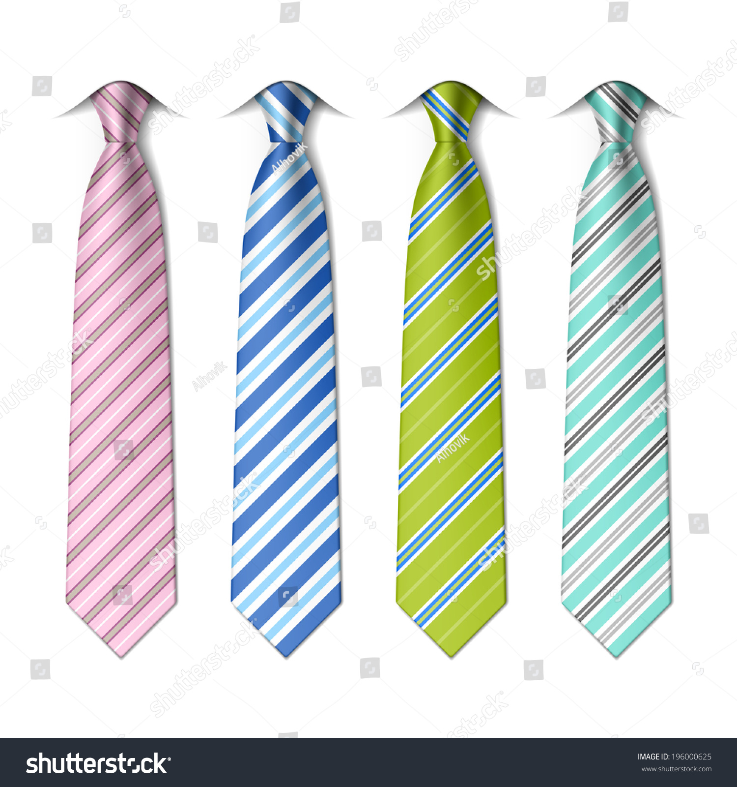 Striped Silk Ties Template Easy Editable Stock Vector (Royalty Free