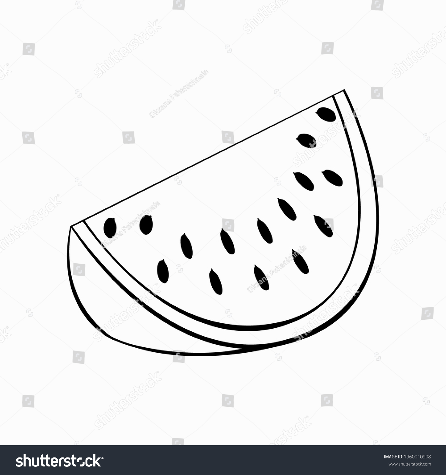 Outline Vector Illustration Watermelon Piece Isolated Stock Vector 