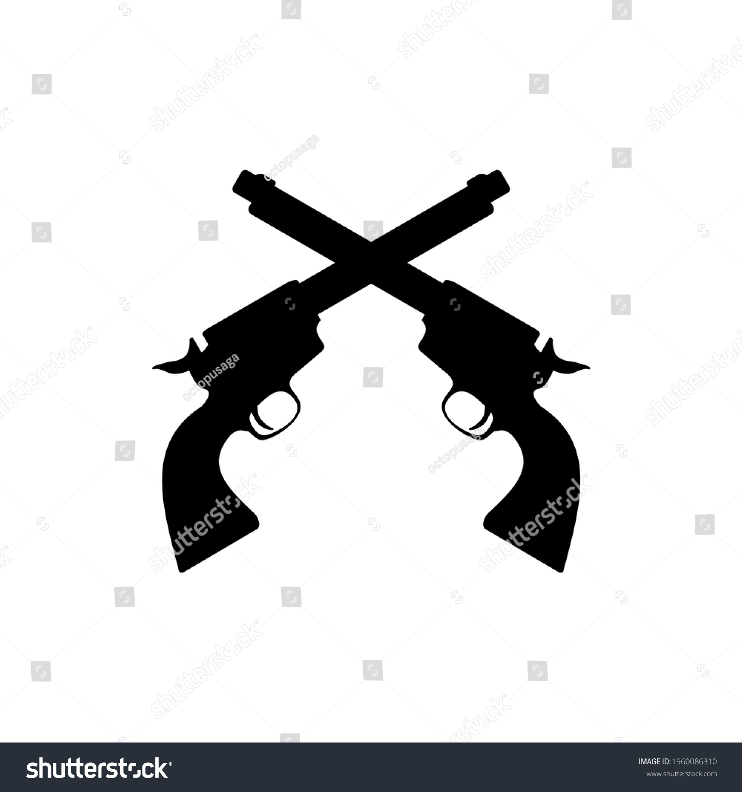 Crossed Pistol Colt Revolver Gun Black Stock Vector (Royalty Free ...